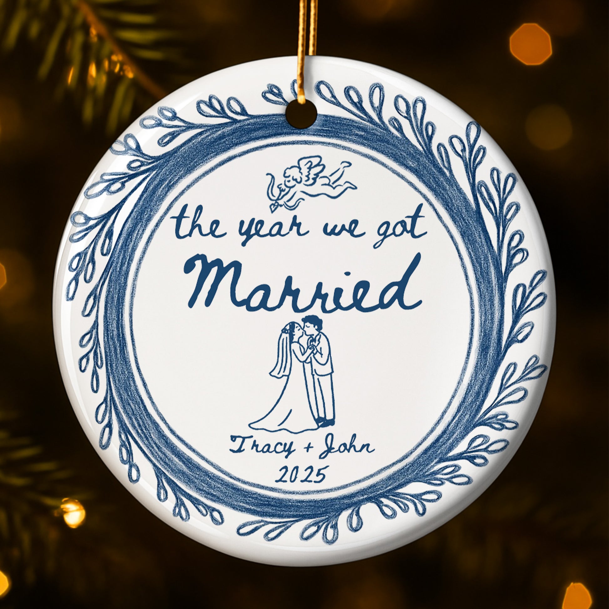 The Year We Got Married Couple And Floral Border