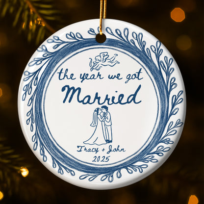 The Year We Got Married Couple And Floral Border