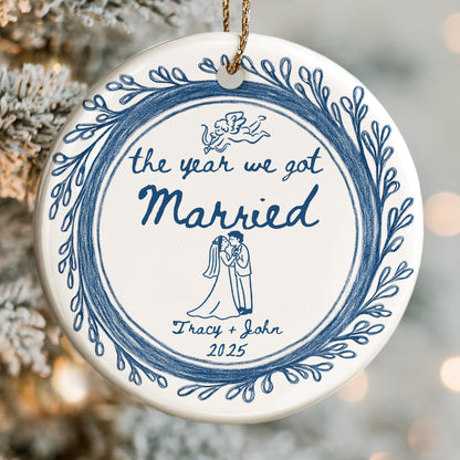 The Year We Got Married Couple And Floral Border