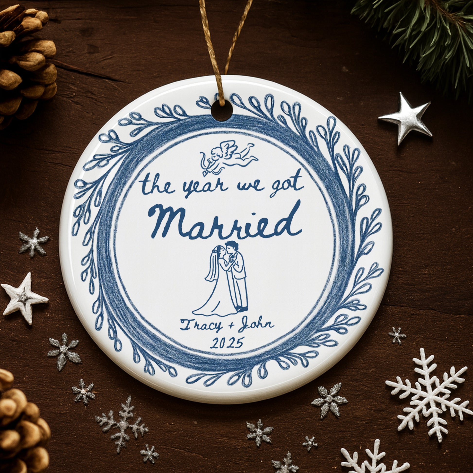 The Year We Got Married Couple And Floral Border