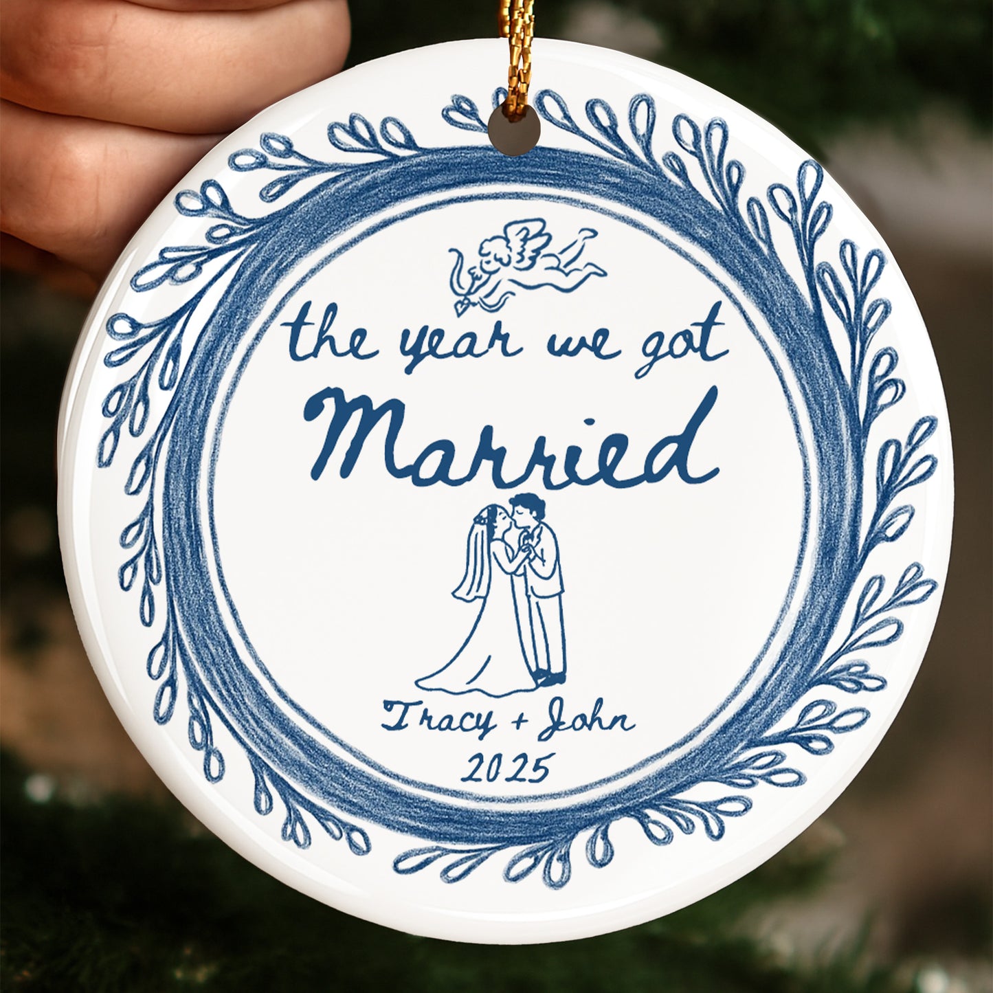 The Year We Got Married Couple And Floral Border