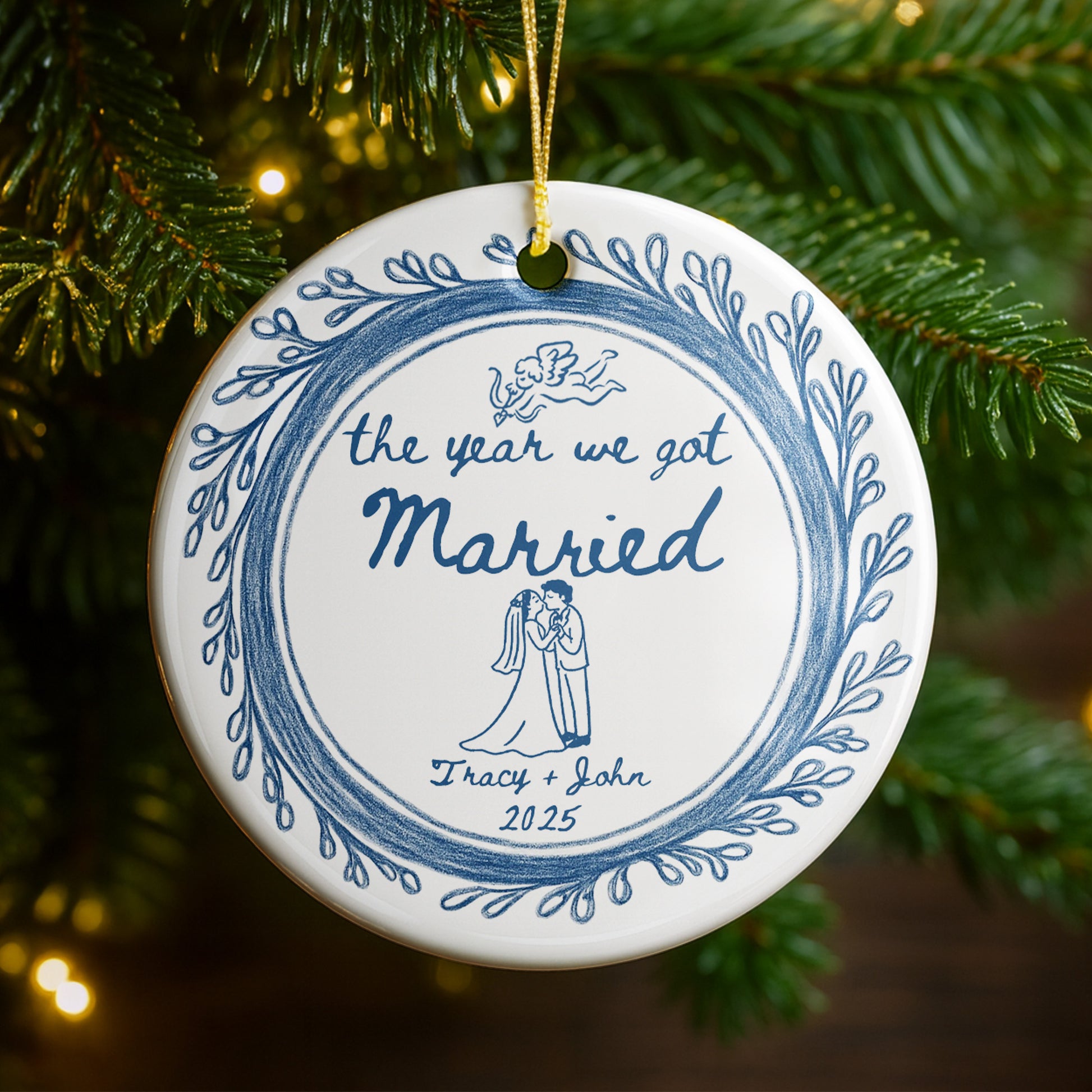 The Year We Got Married Couple And Floral Border