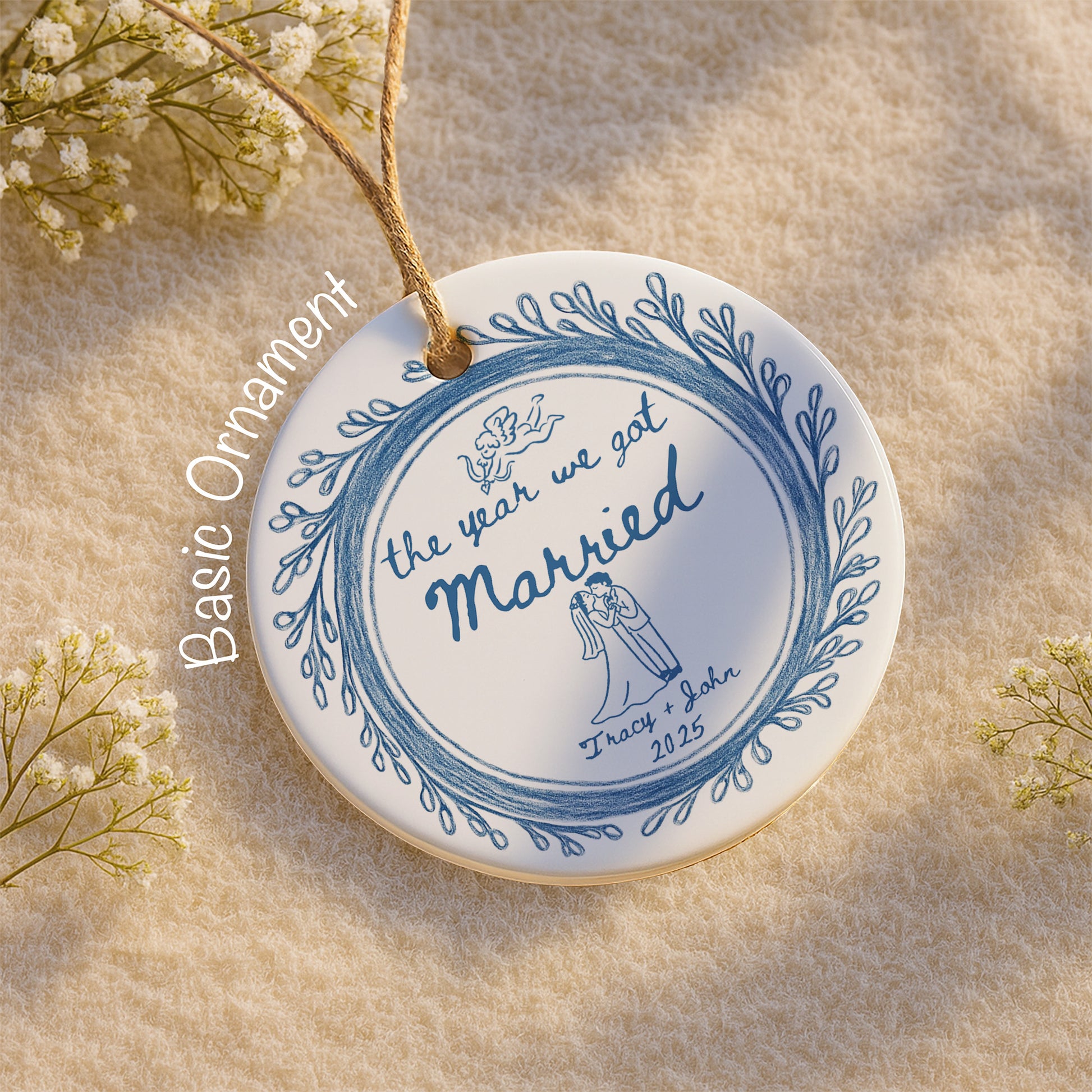 The Year We Got Married Couple And Floral Border