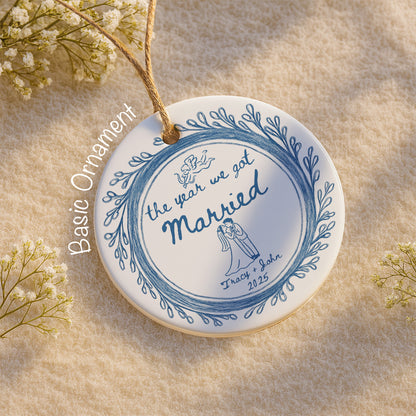 The Year We Got Married Couple And Floral Border