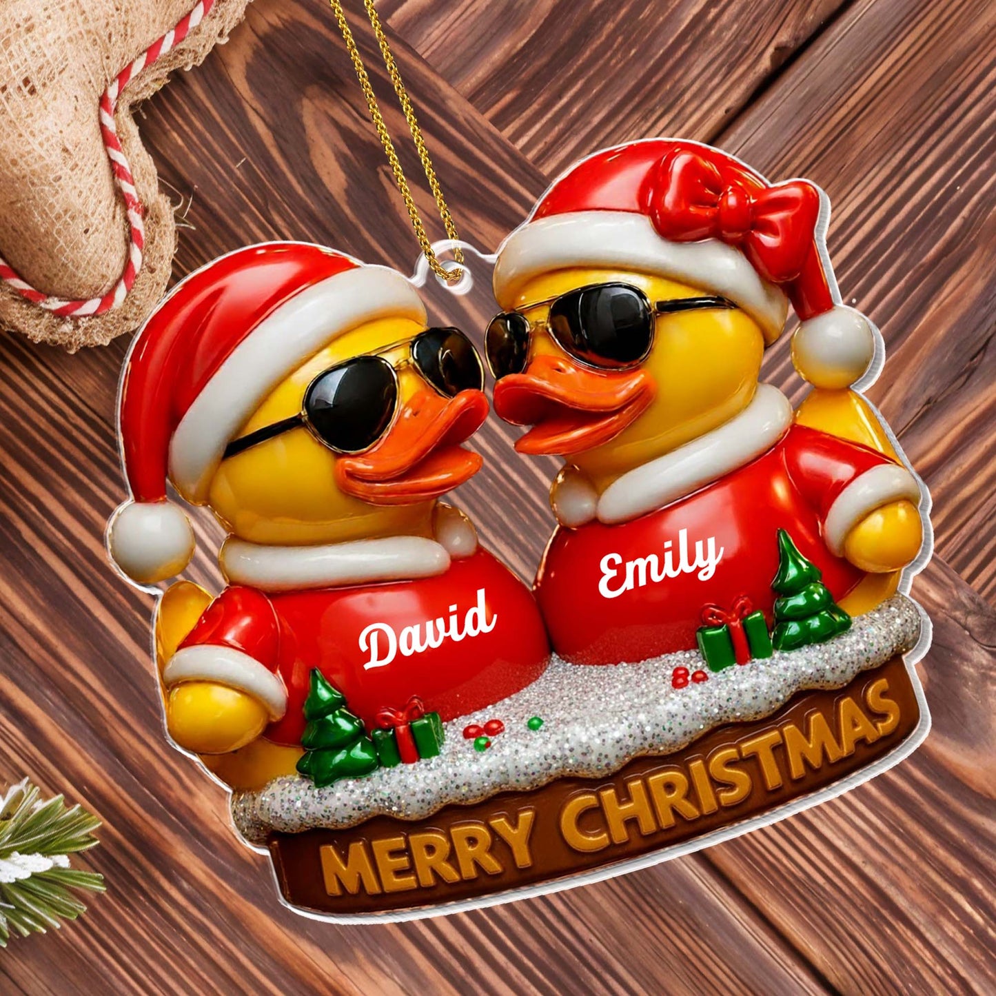 Merry Christmas Festive Ducks With Sunglasses