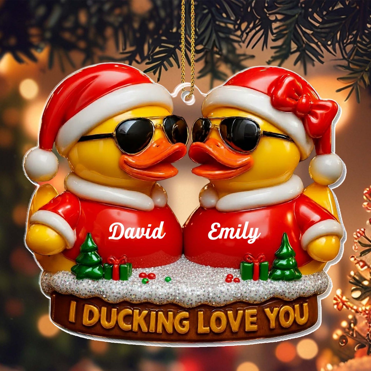 Merry Christmas Festive Ducks With Sunglasses