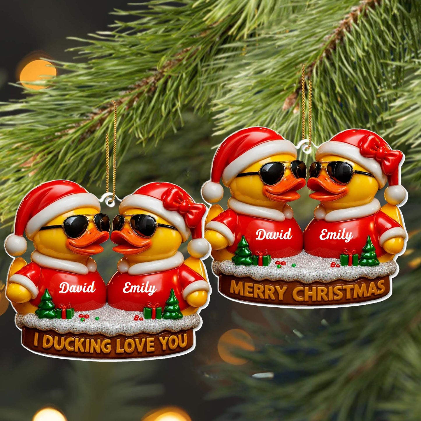 Merry Christmas Festive Ducks With Sunglasses