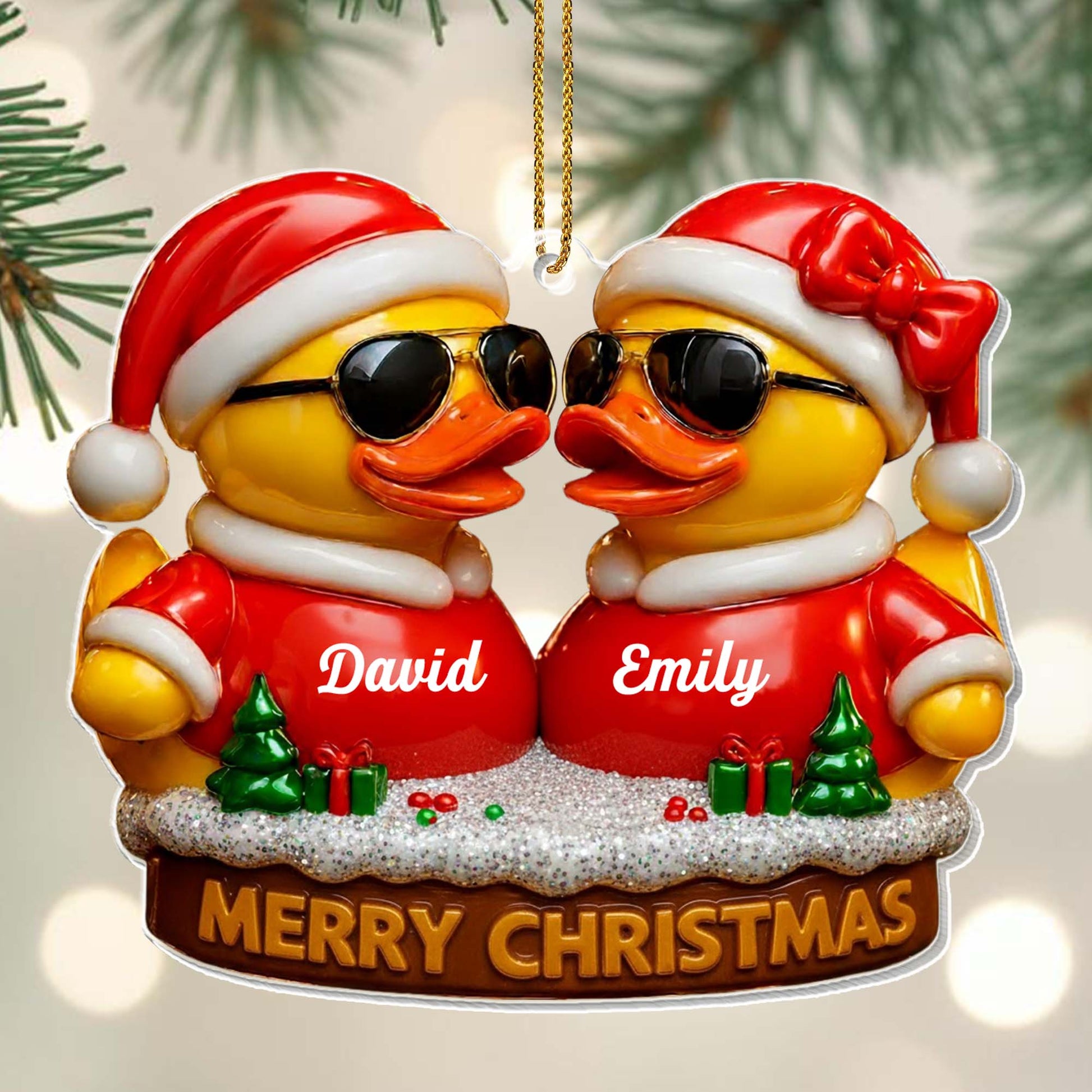 Merry Christmas Festive Ducks With Sunglasses