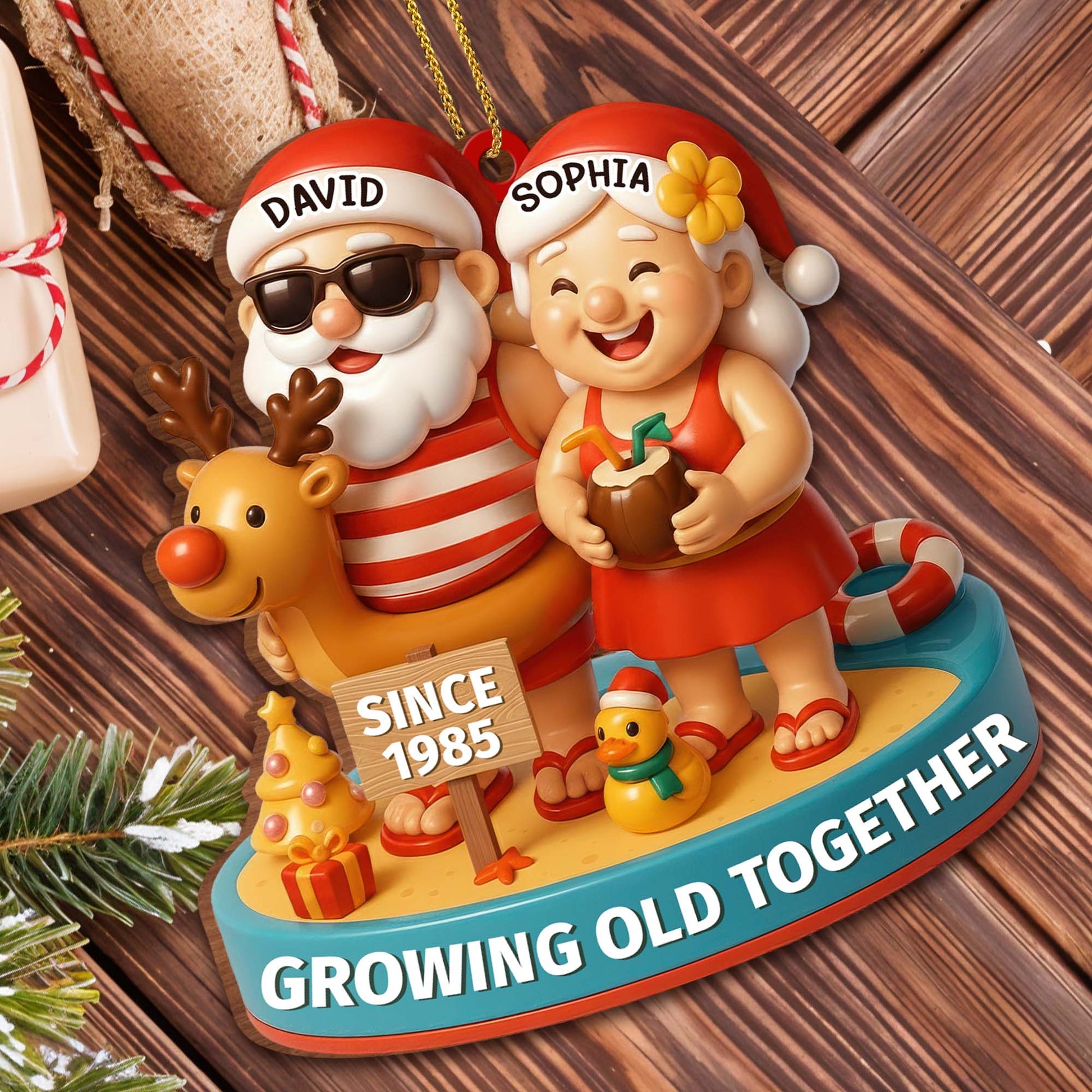 Growing Old Together With Santa And Reindeer