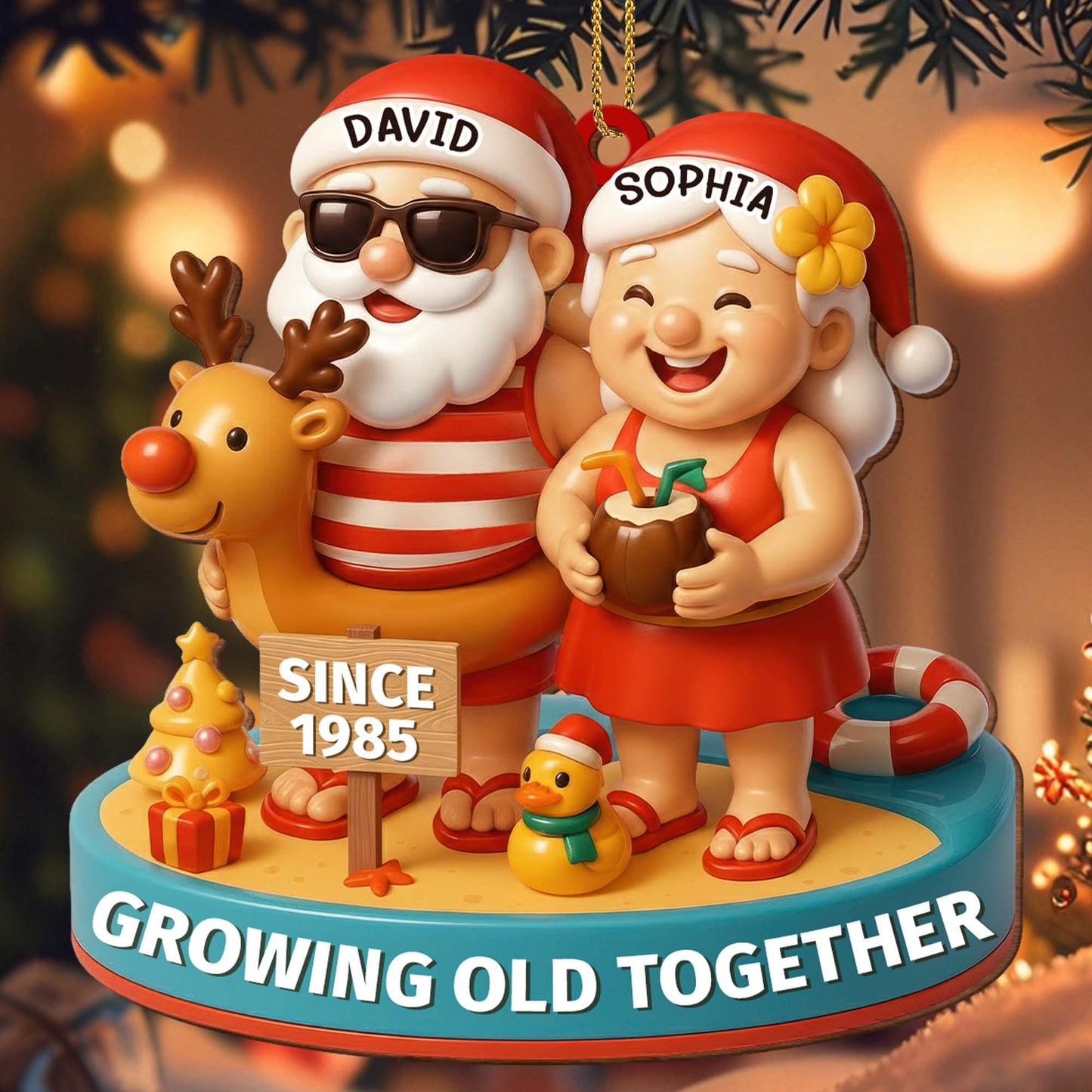 Growing Old Together With Santa And Reindeer