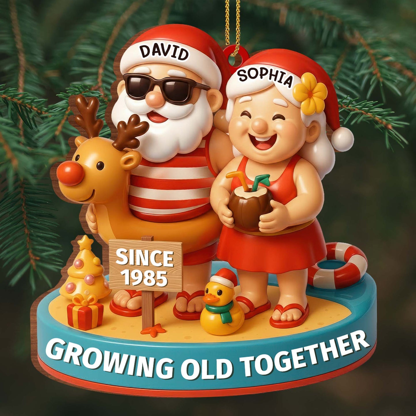 Growing Old Together With Santa And Reindeer