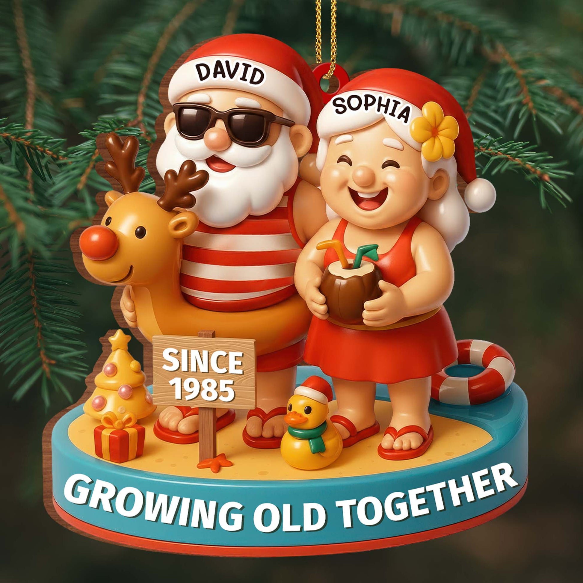 Growing Old Together With Santa And Reindeer