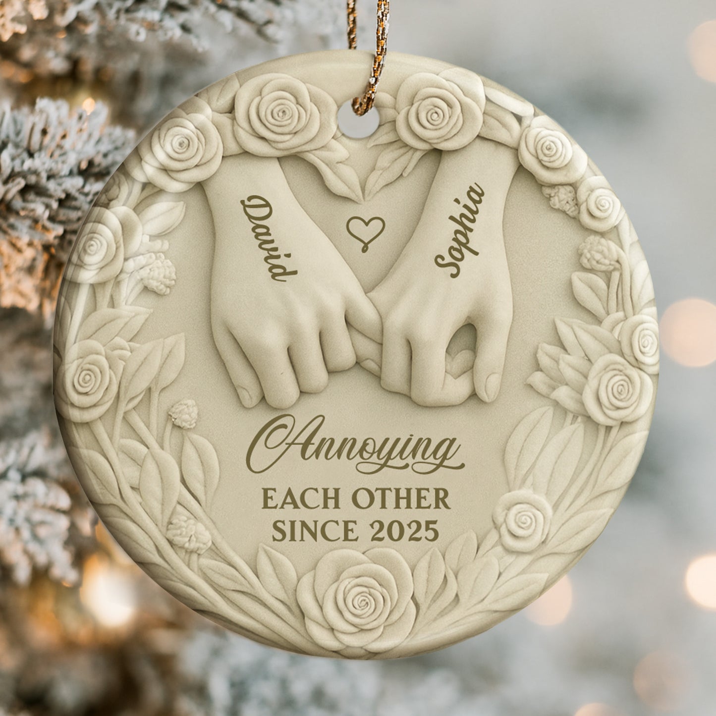 Annoying Each Other Since, Hands And Roses Ornament