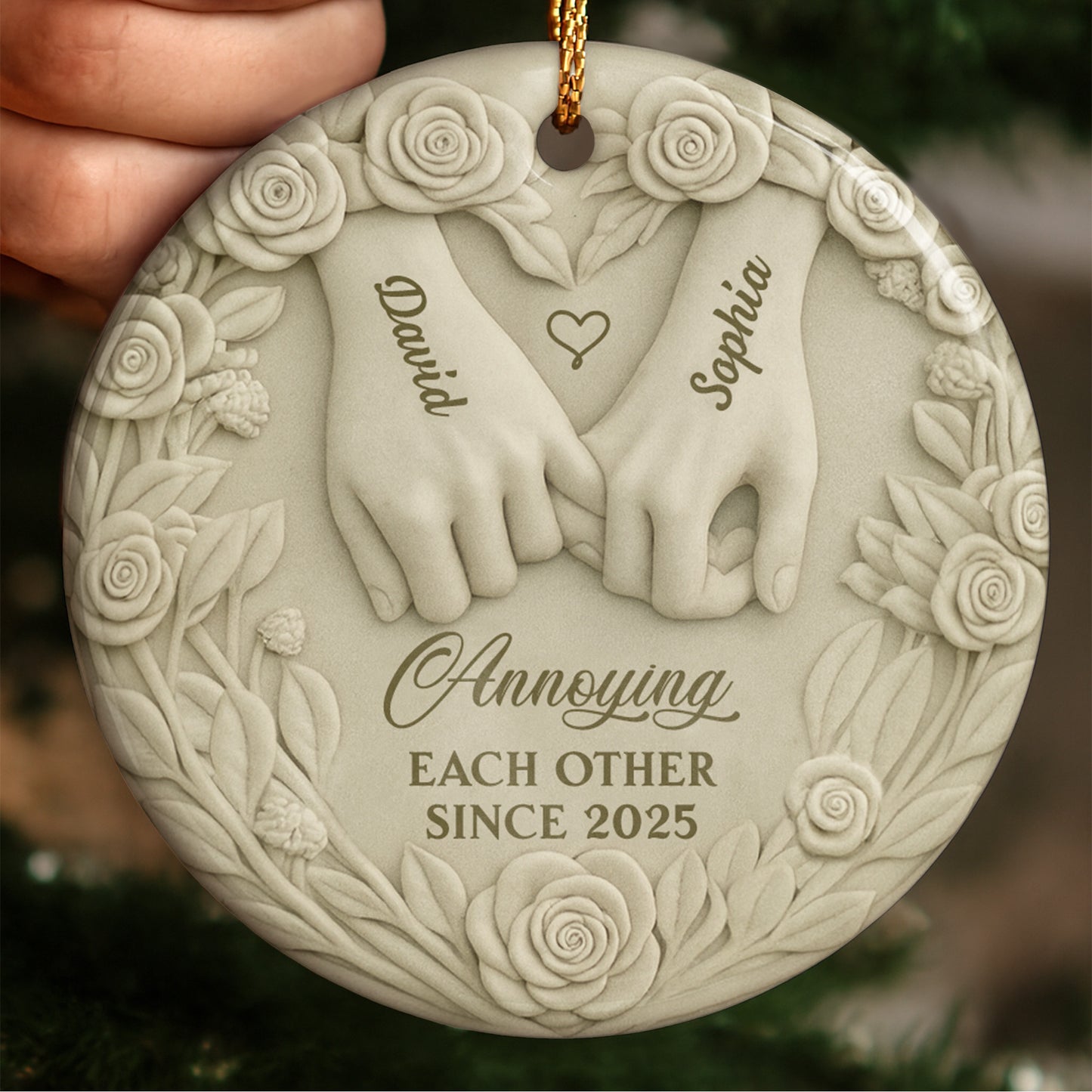 Annoying Each Other Since, Hands And Roses Ornament