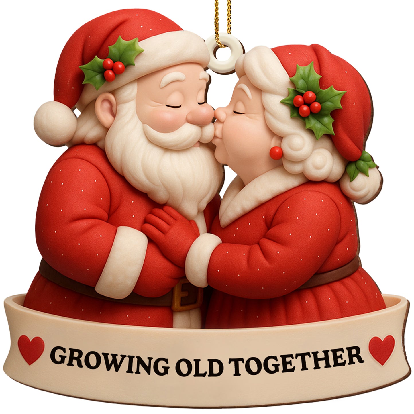 Growing Old Together With Santa And Mrs. Claus - Personalized Custom Wood Ornament, Custom Shaped - CPL749_WDO