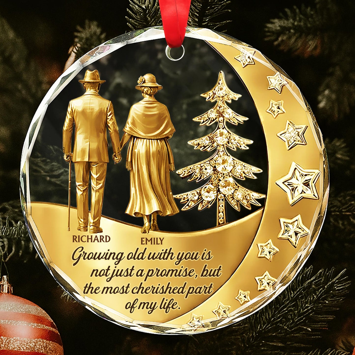 Growing Old With You, Elderly Couple And Christmas Tree