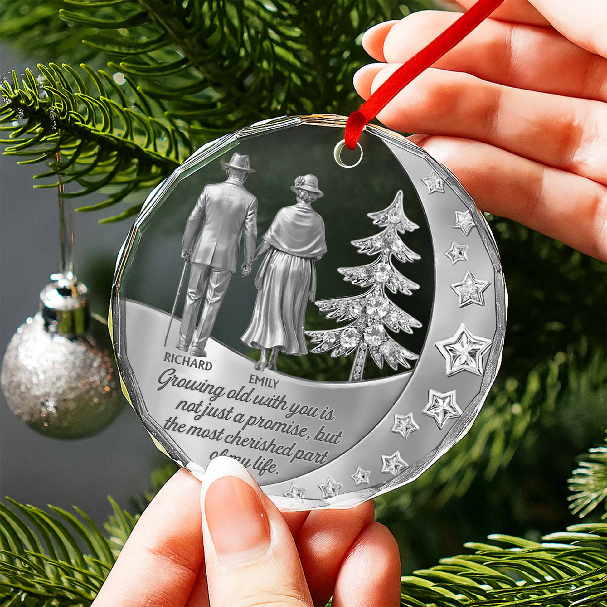 Growing Old With You, Elderly Couple And Christmas Tree