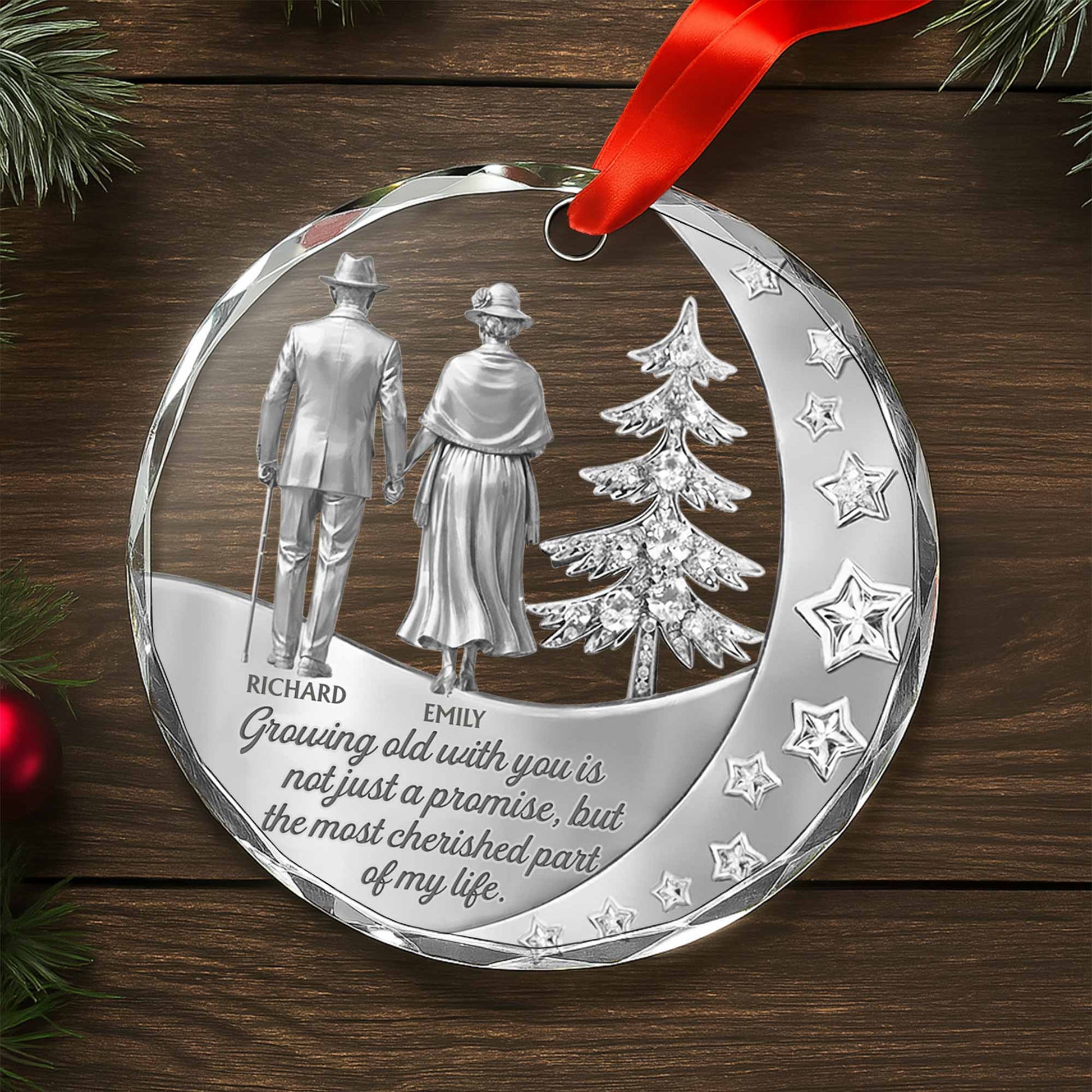 Growing Old With You, Elderly Couple And Christmas Tree