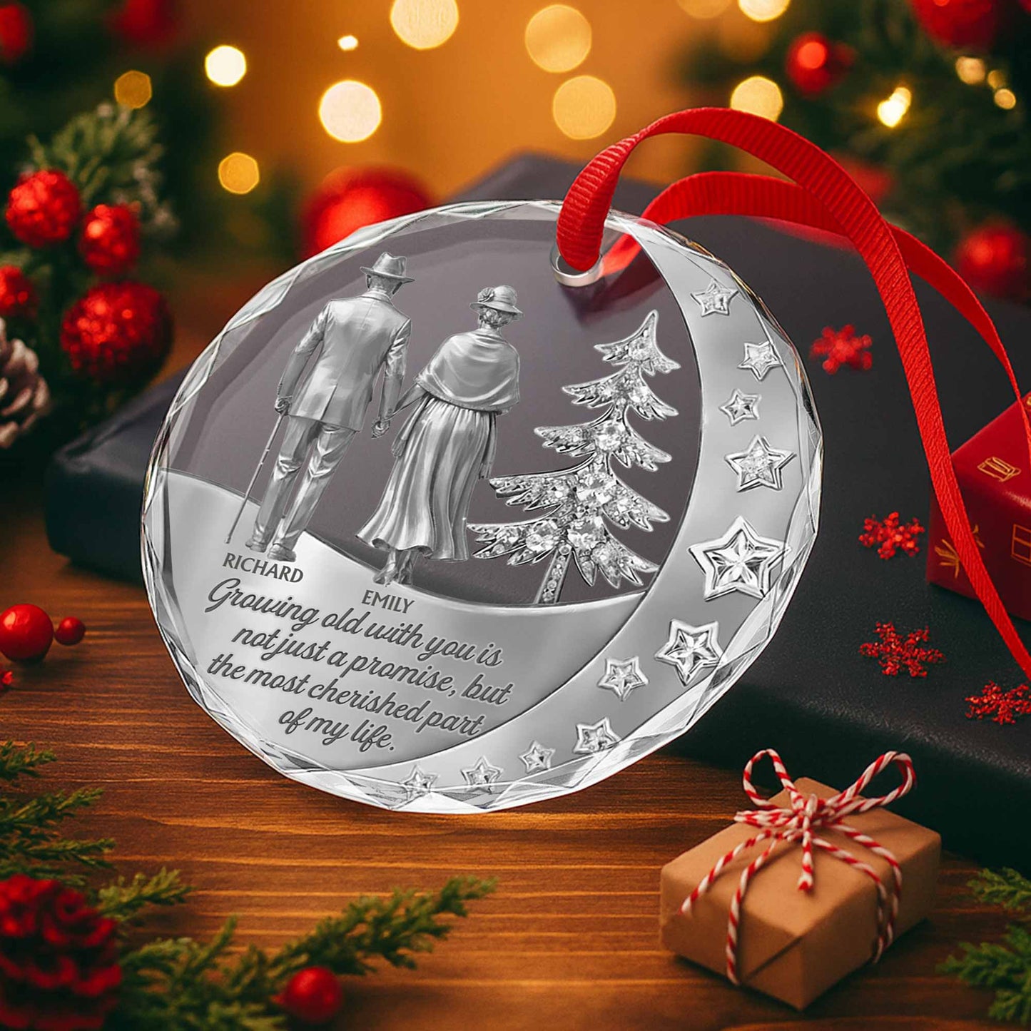 Growing Old With You, Elderly Couple And Christmas Tree