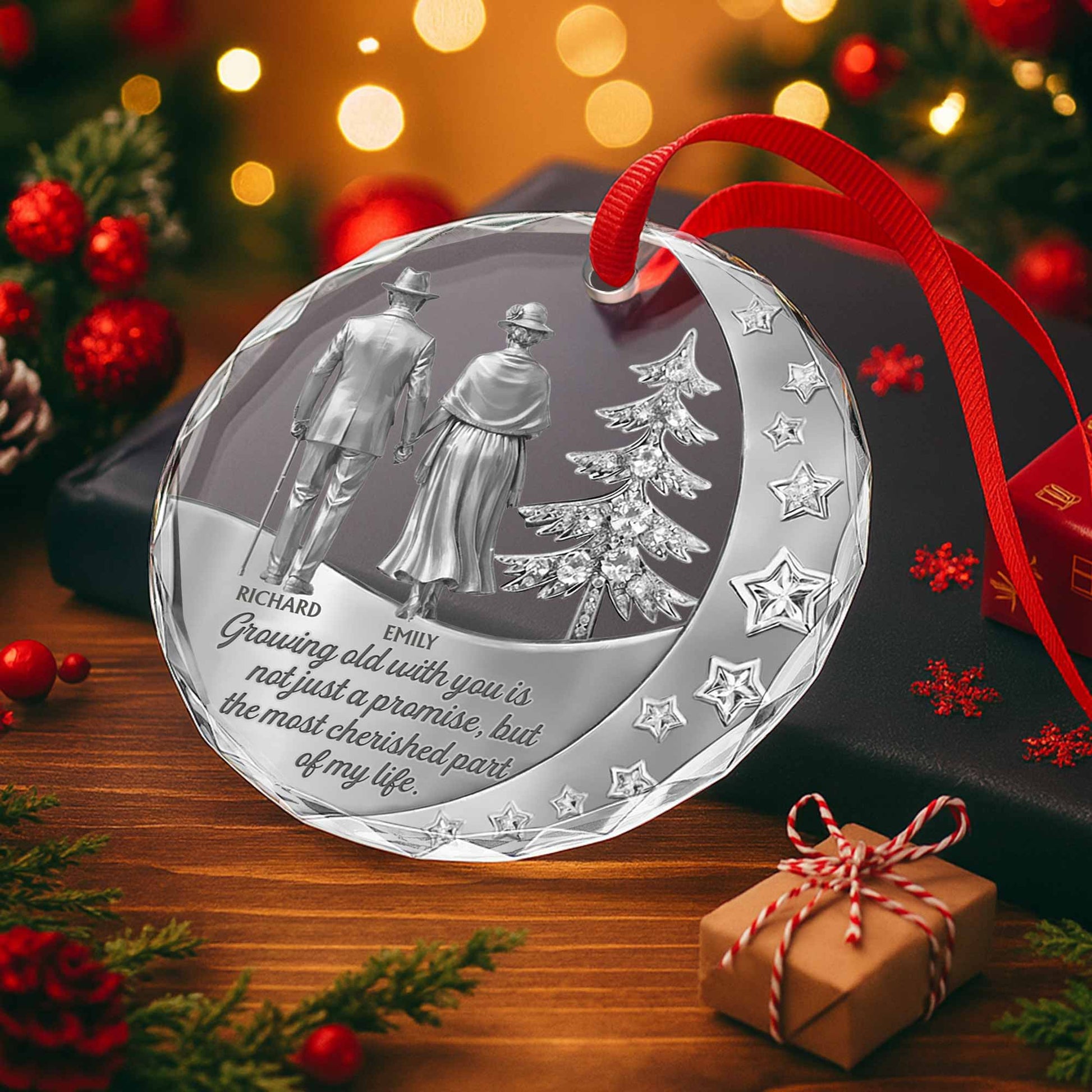 Growing Old With You, Elderly Couple And Christmas Tree