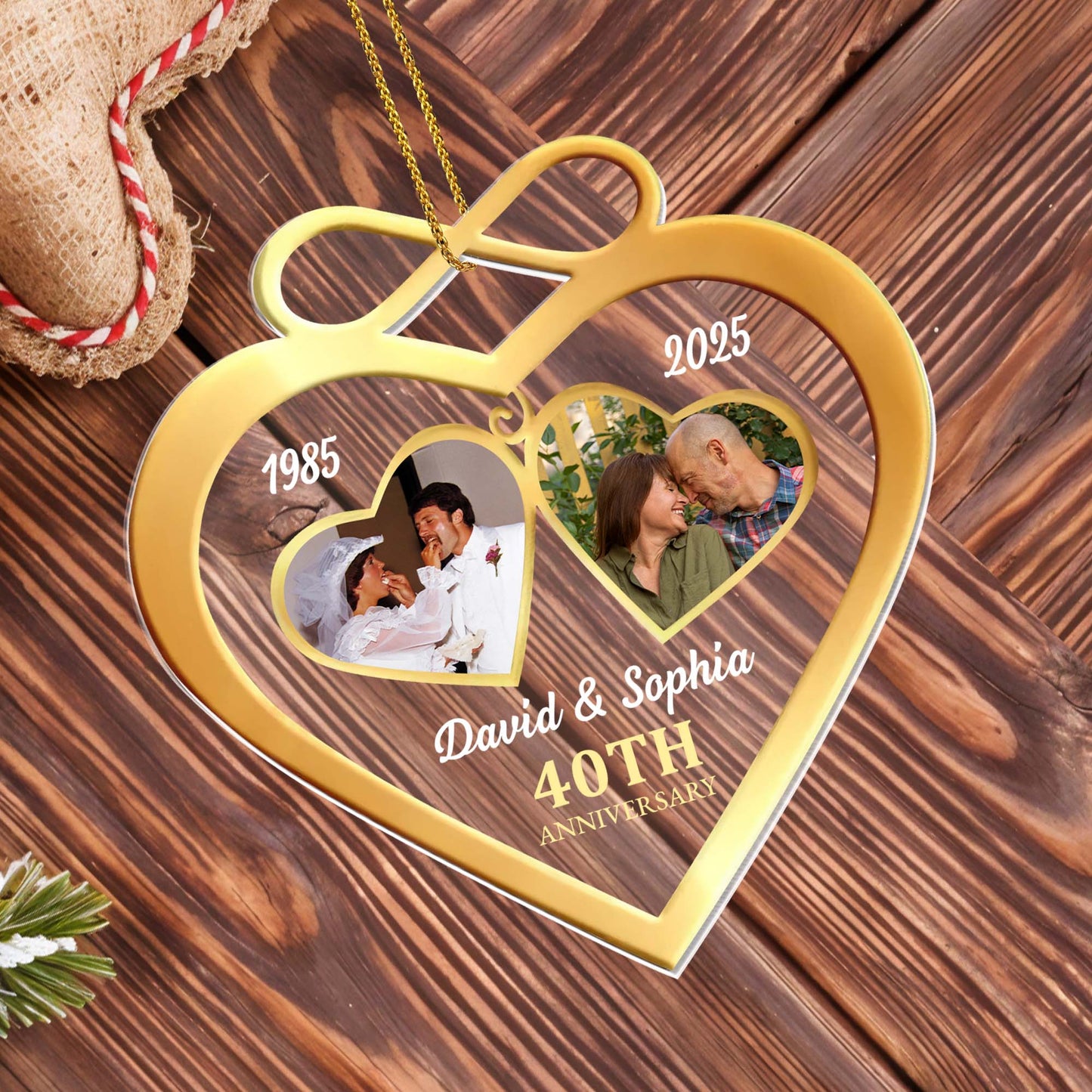Celebrate Love With Customizable Heart And Infinity Anniversary Ornament