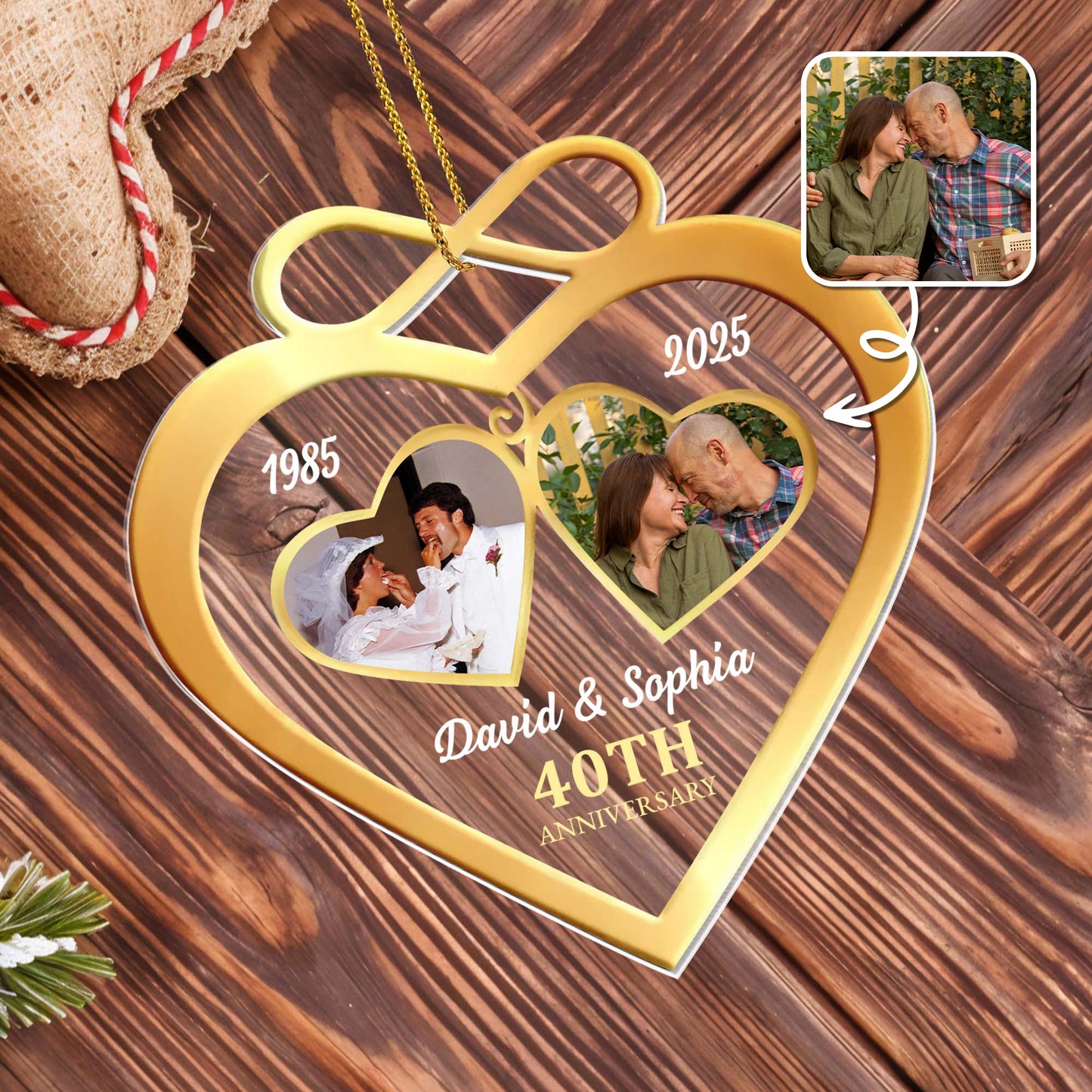Celebrate Love With Customizable Heart And Infinity Anniversary Ornament