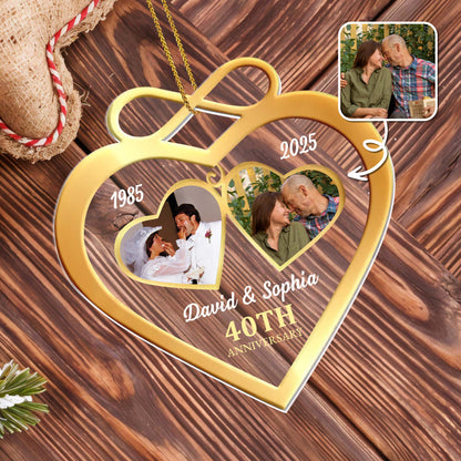 Celebrate Love With Customizable Heart And Infinity Anniversary Ornament