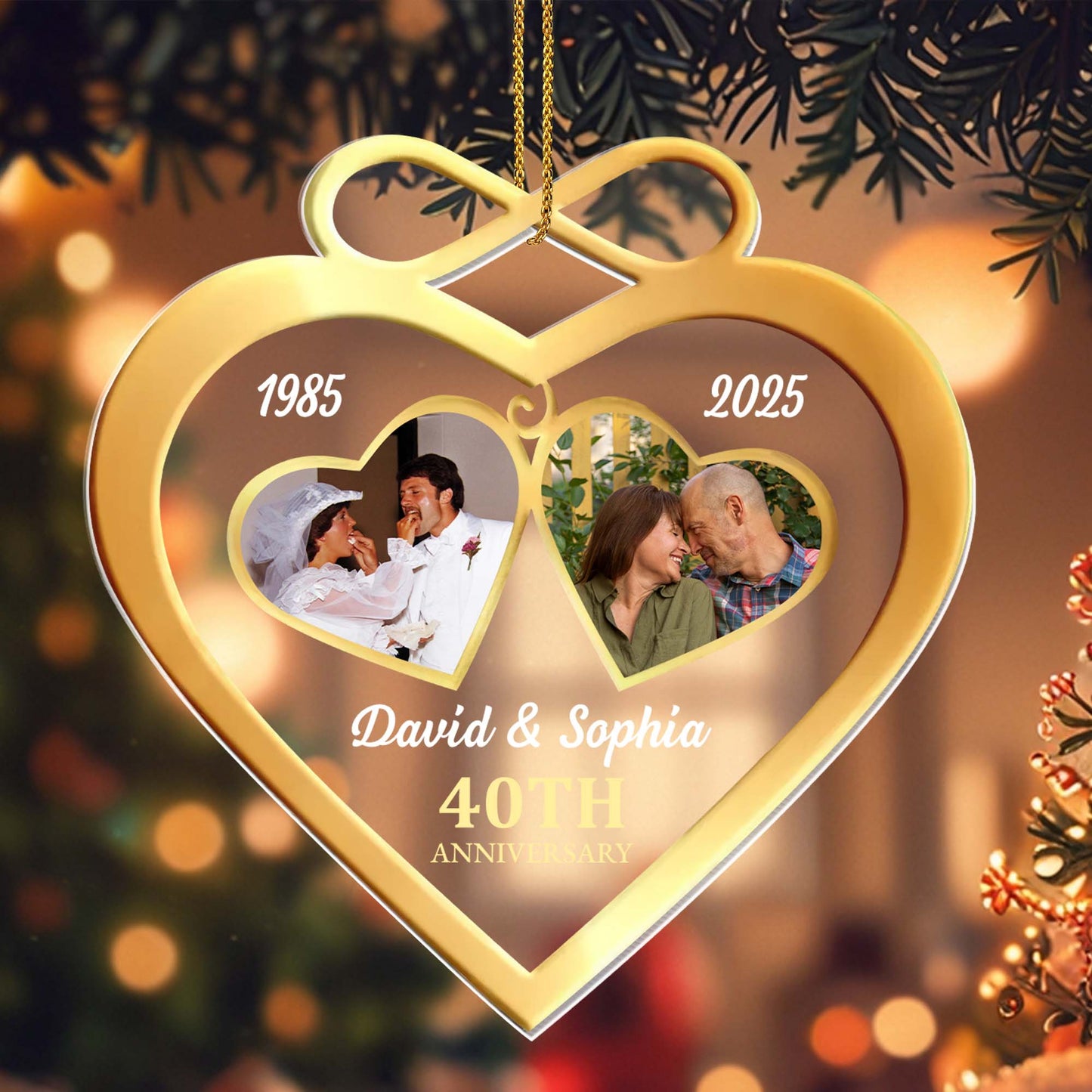 Celebrate Love With Customizable Heart And Infinity Anniversary Ornament