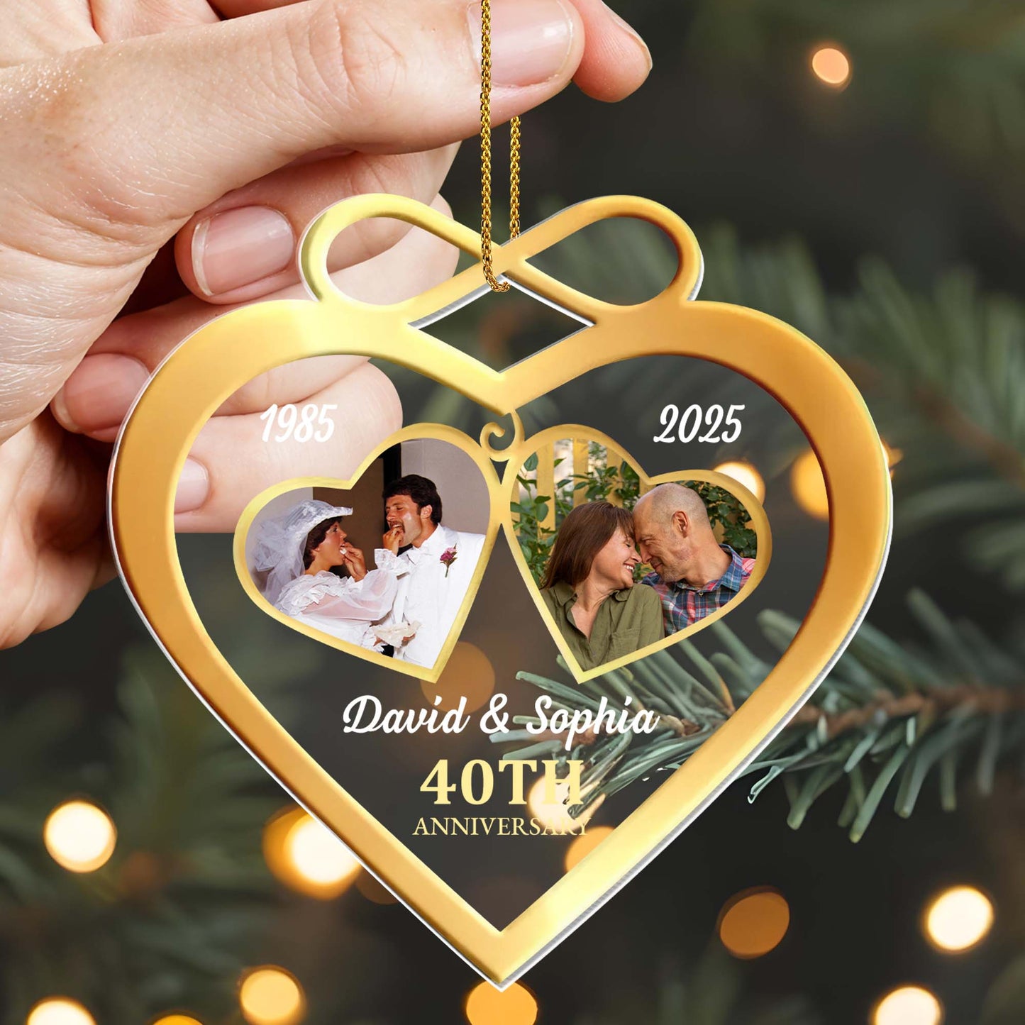 Celebrate Love With Customizable Heart And Infinity Anniversary Ornament
