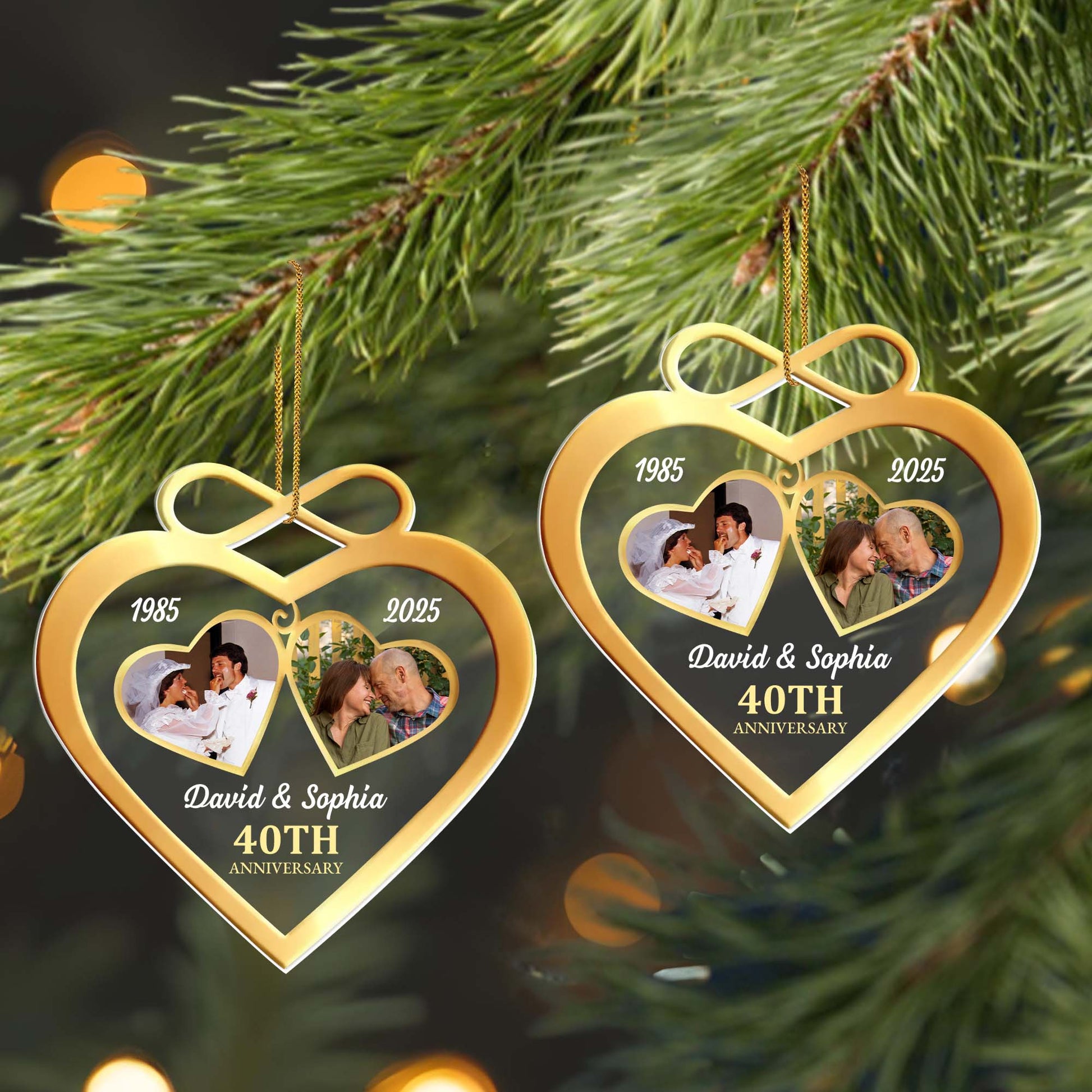Celebrate Love With Customizable Heart And Infinity Anniversary Ornament