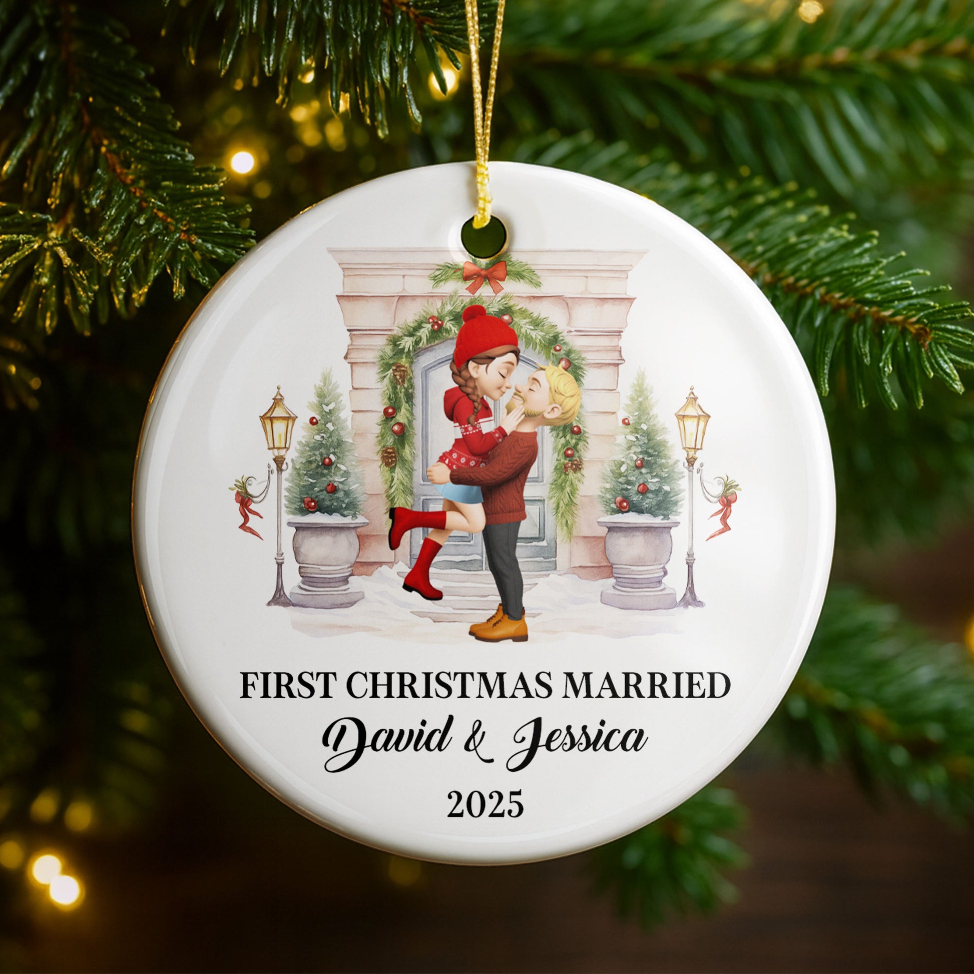 First Christmas Married Celebrate Holiday Love