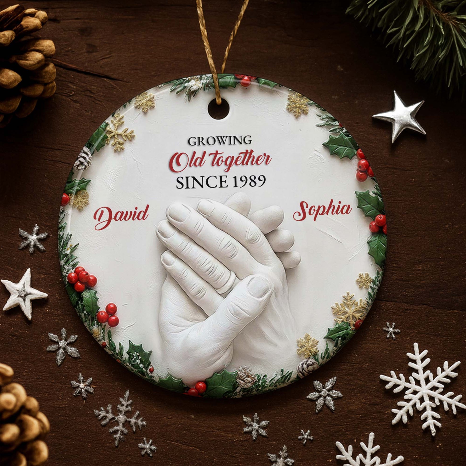 Growing Old Together, Hand Clasp, Holly Berries