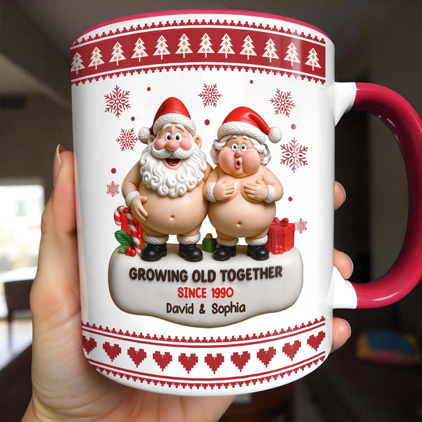 Growing Old Together With Christmas Motifs And Gifts - Personalized Custom Accent Mug - CPL771_AMUG
