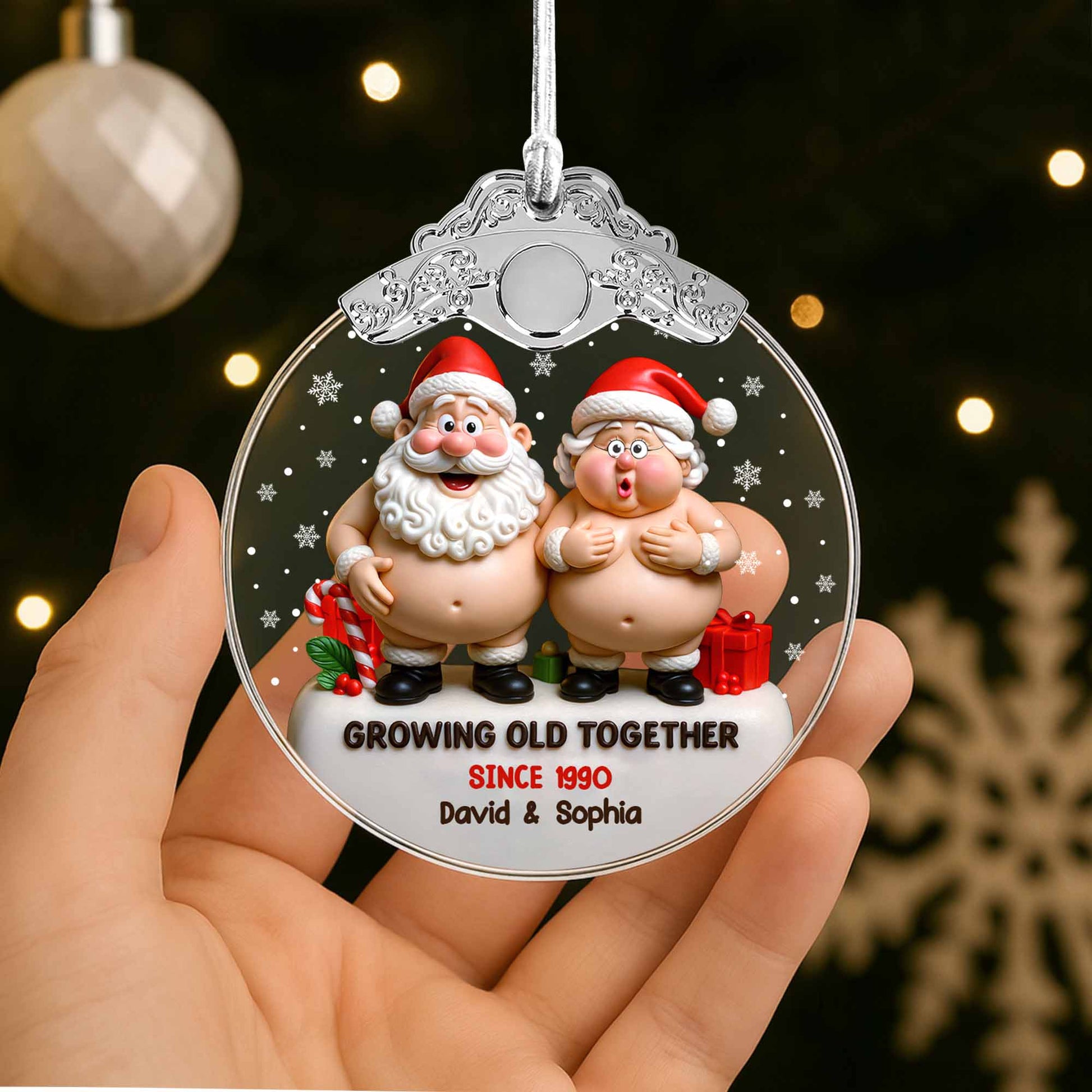 Growing Old Together With Santa Claus And Christmas Gifts