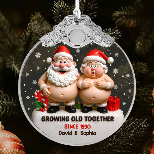Growing Old Together With Santa Claus And Christmas Gifts