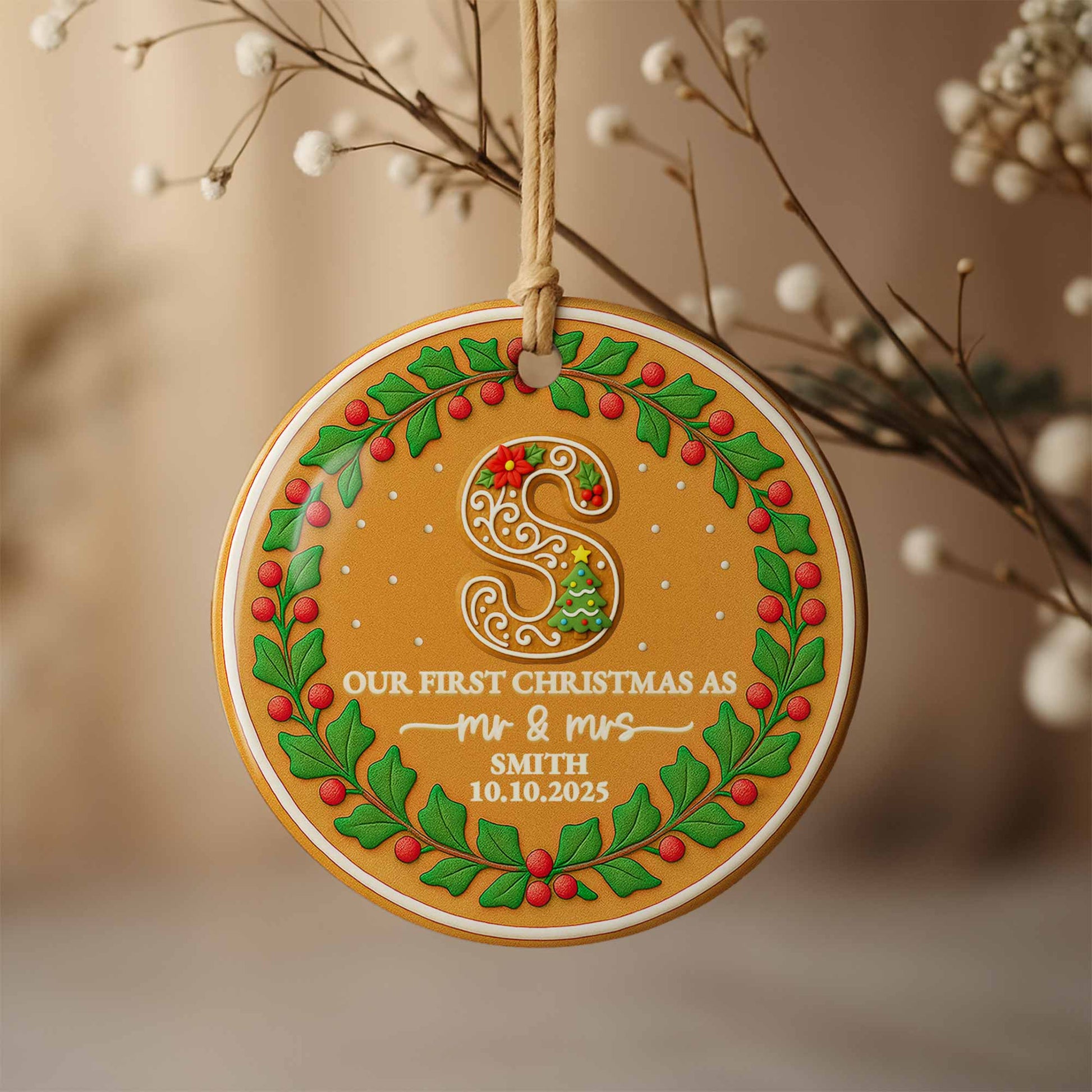 Our First Christmas As Mr & Mrs, Holly And Berries