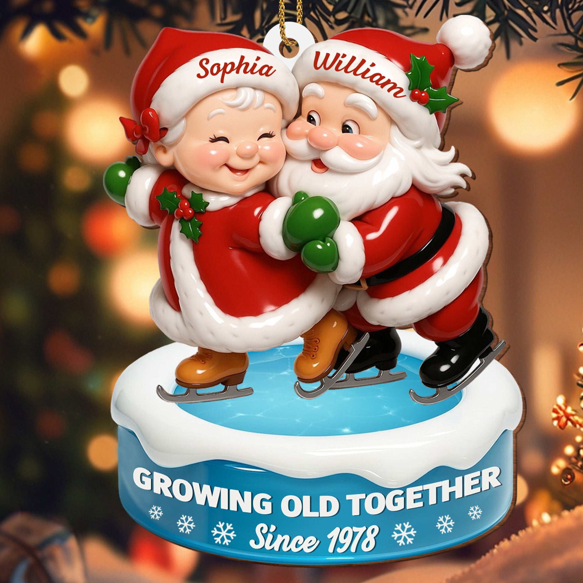 Growing Old Together, Santa Claus Ice Skating Ornament