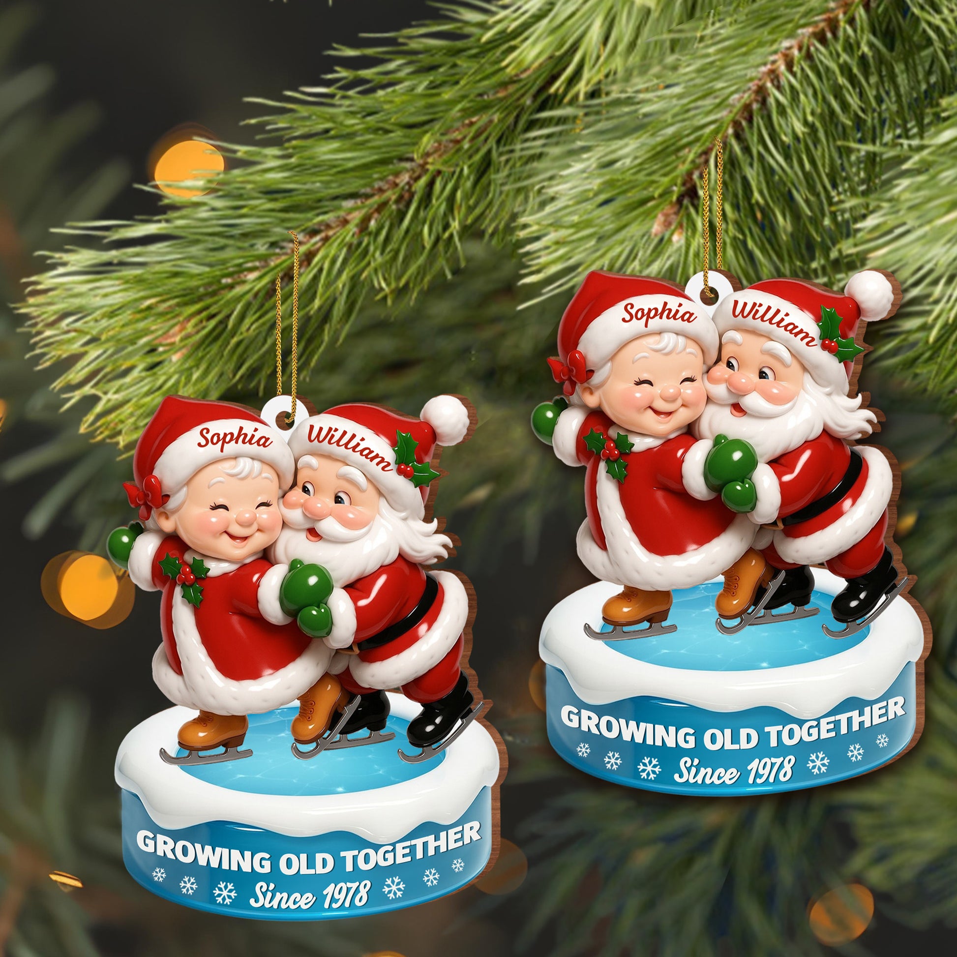 Growing Old Together, Santa Claus Ice Skating Ornament
