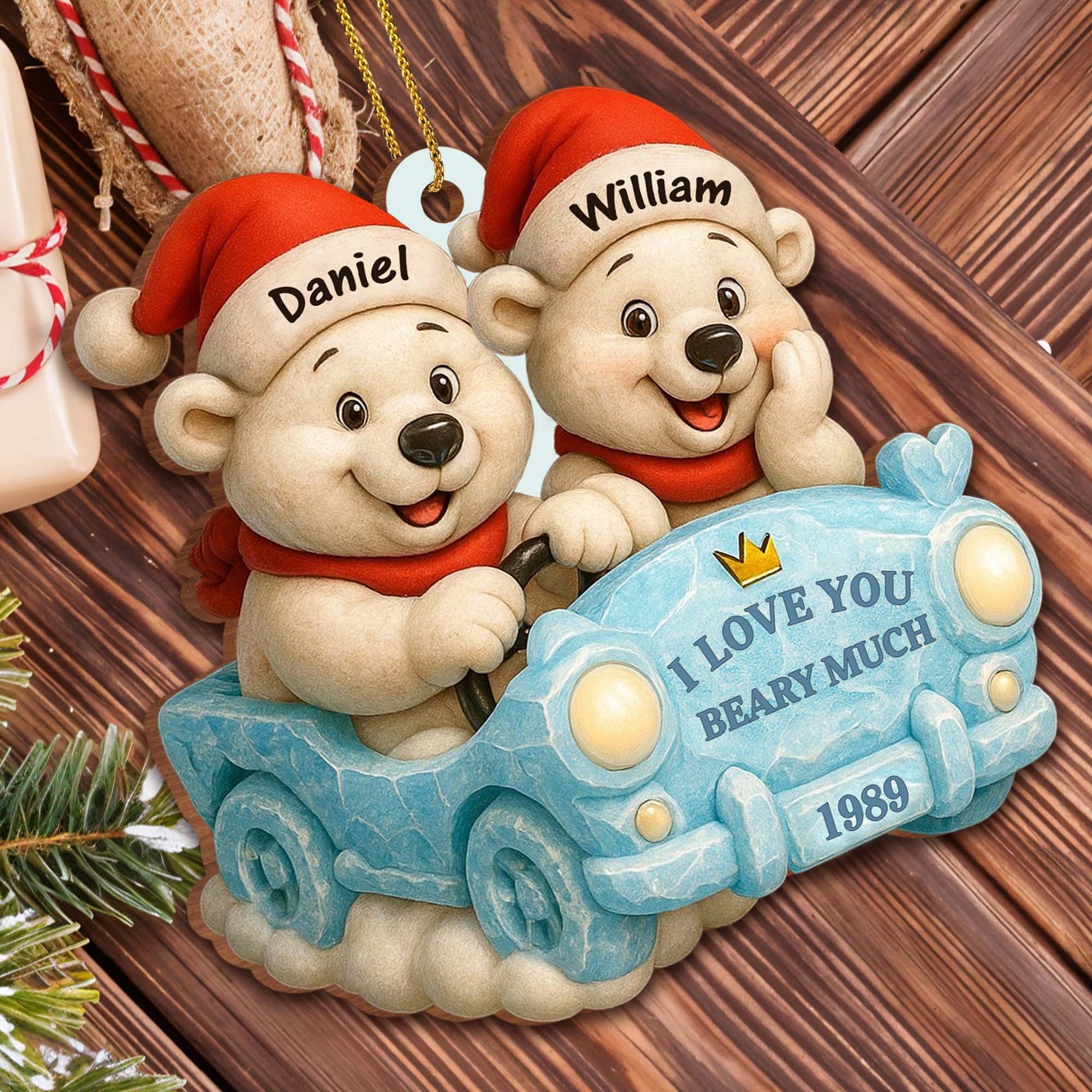 I Love You Beary Much With Teddy Bears in Santa Hats