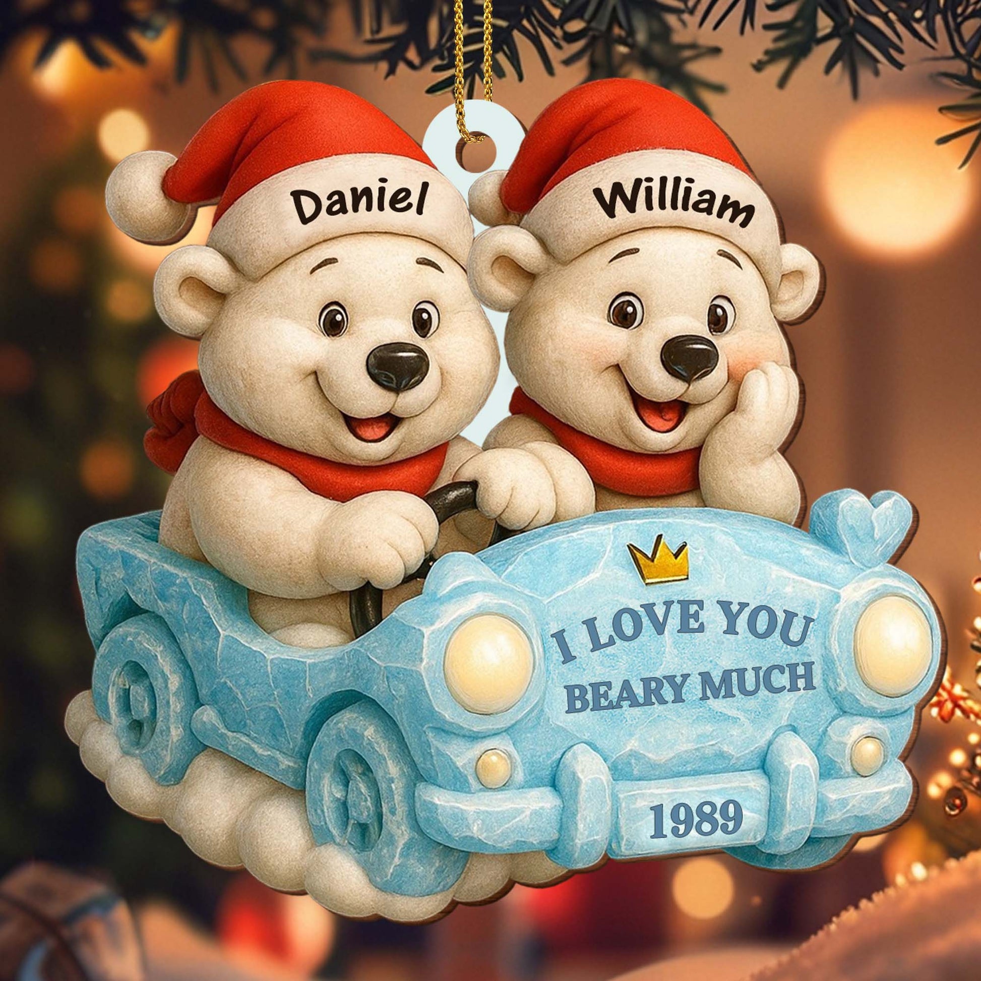 I Love You Beary Much With Teddy Bears in Santa Hats