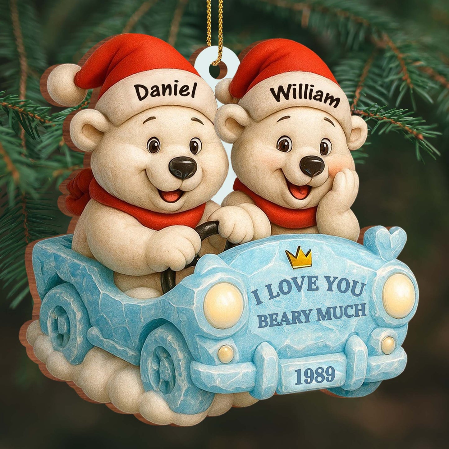 I Love You Beary Much With Teddy Bears in Santa Hats
