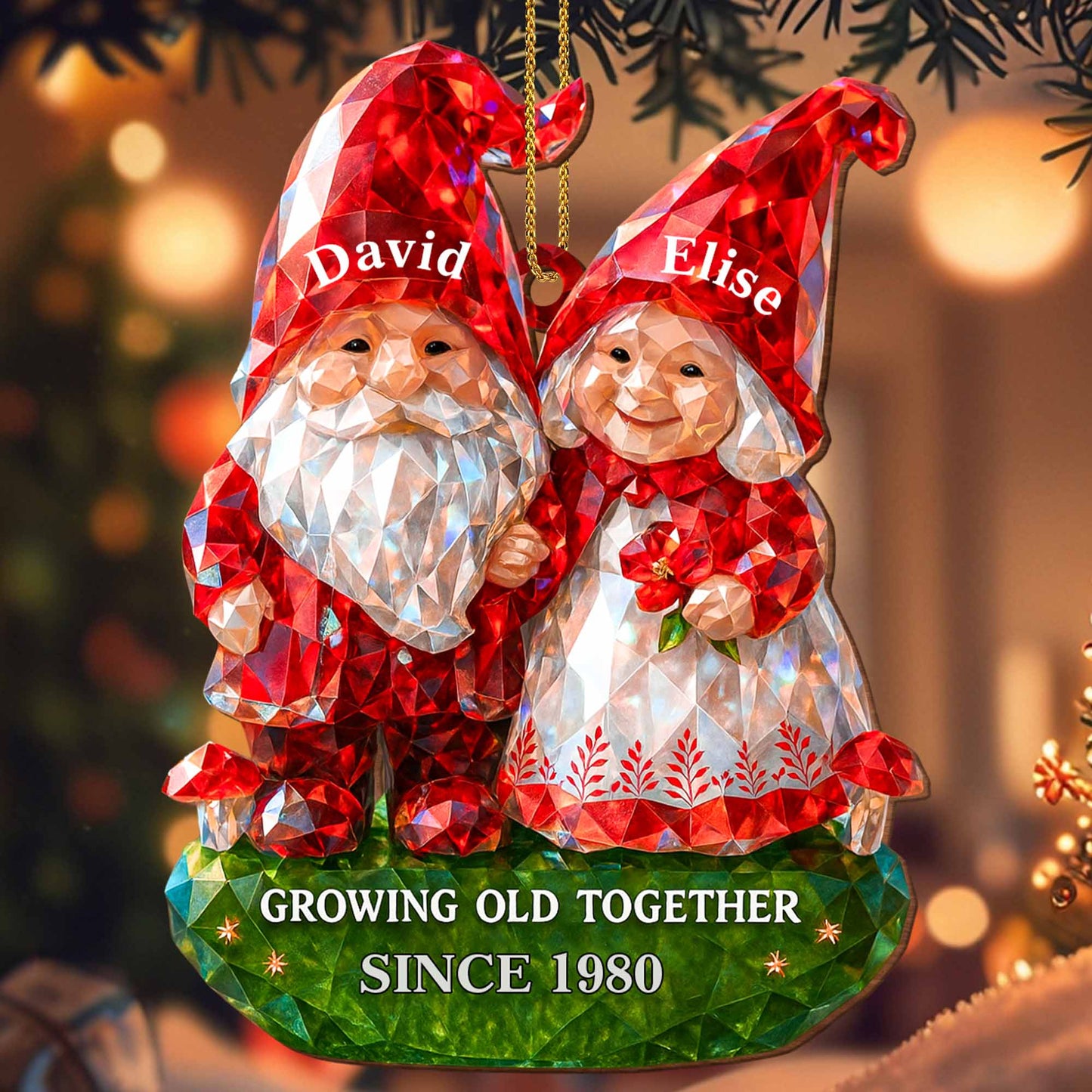 Growing Old Together Santa Hats and Christmas Motif