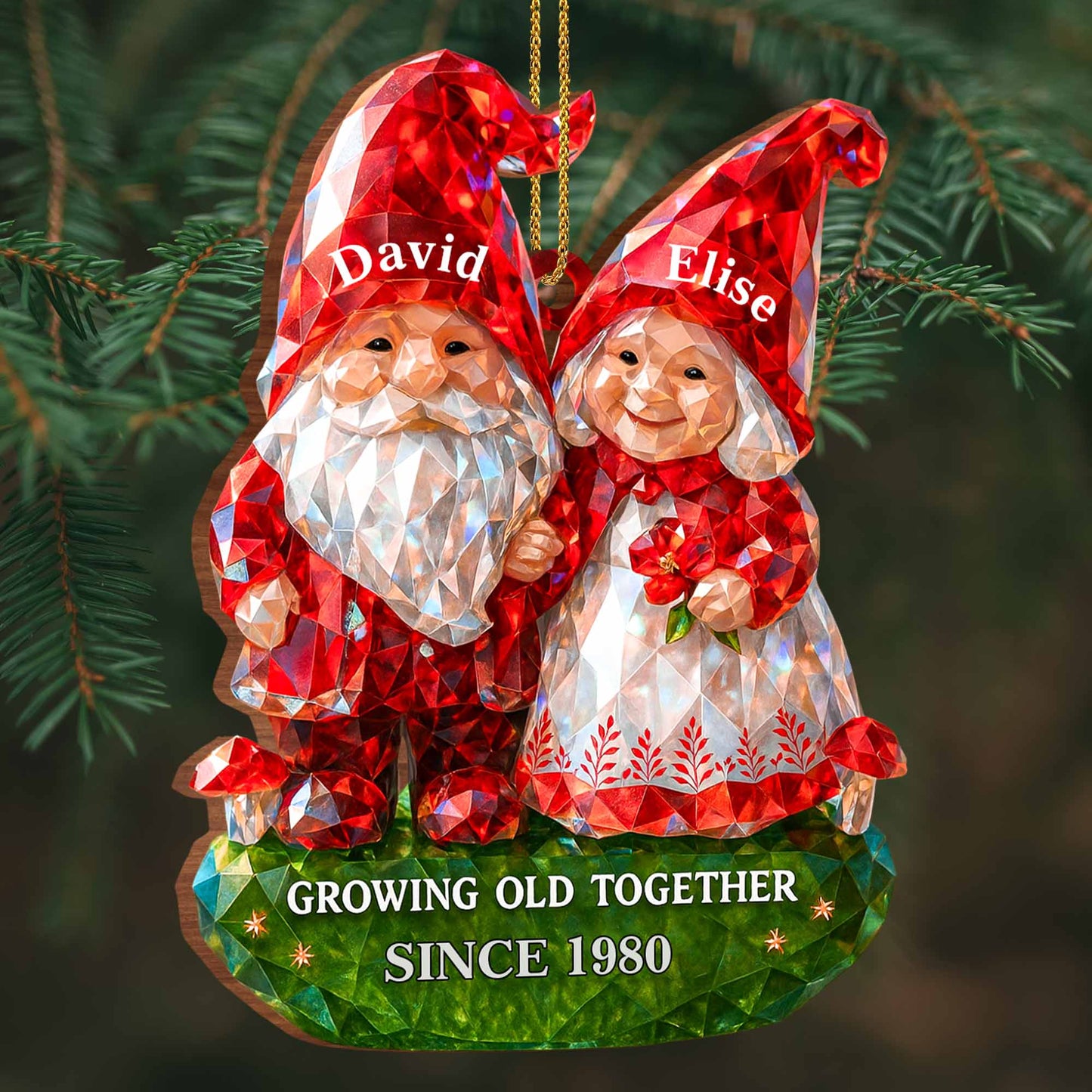 Growing Old Together Santa Hats and Christmas Motif