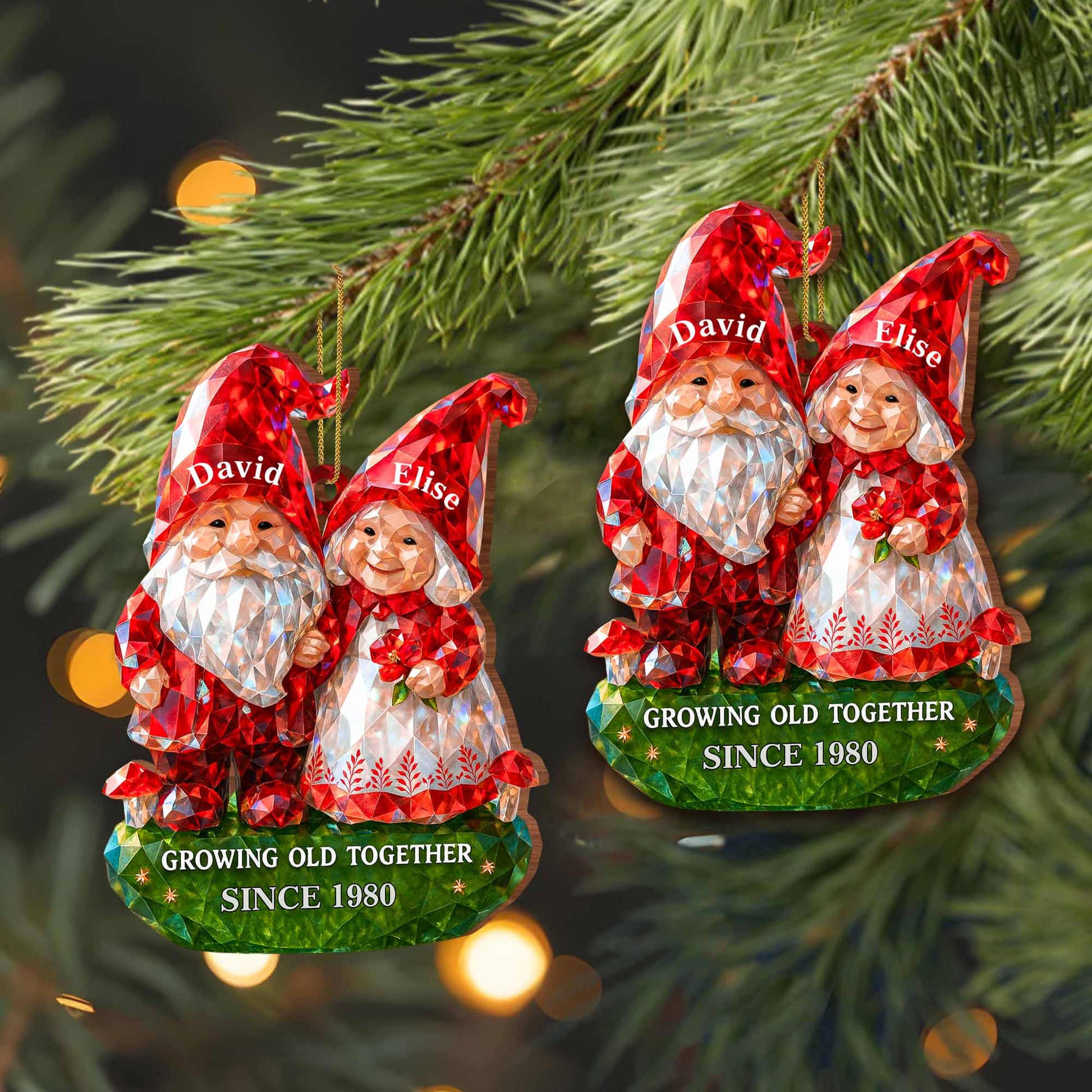 Growing Old Together Santa Hats and Christmas Motif