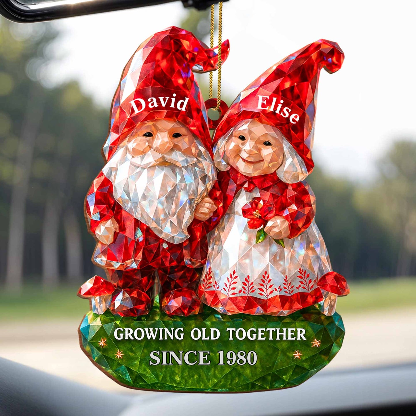 Growing Old Together Santa Hats and Christmas Motif