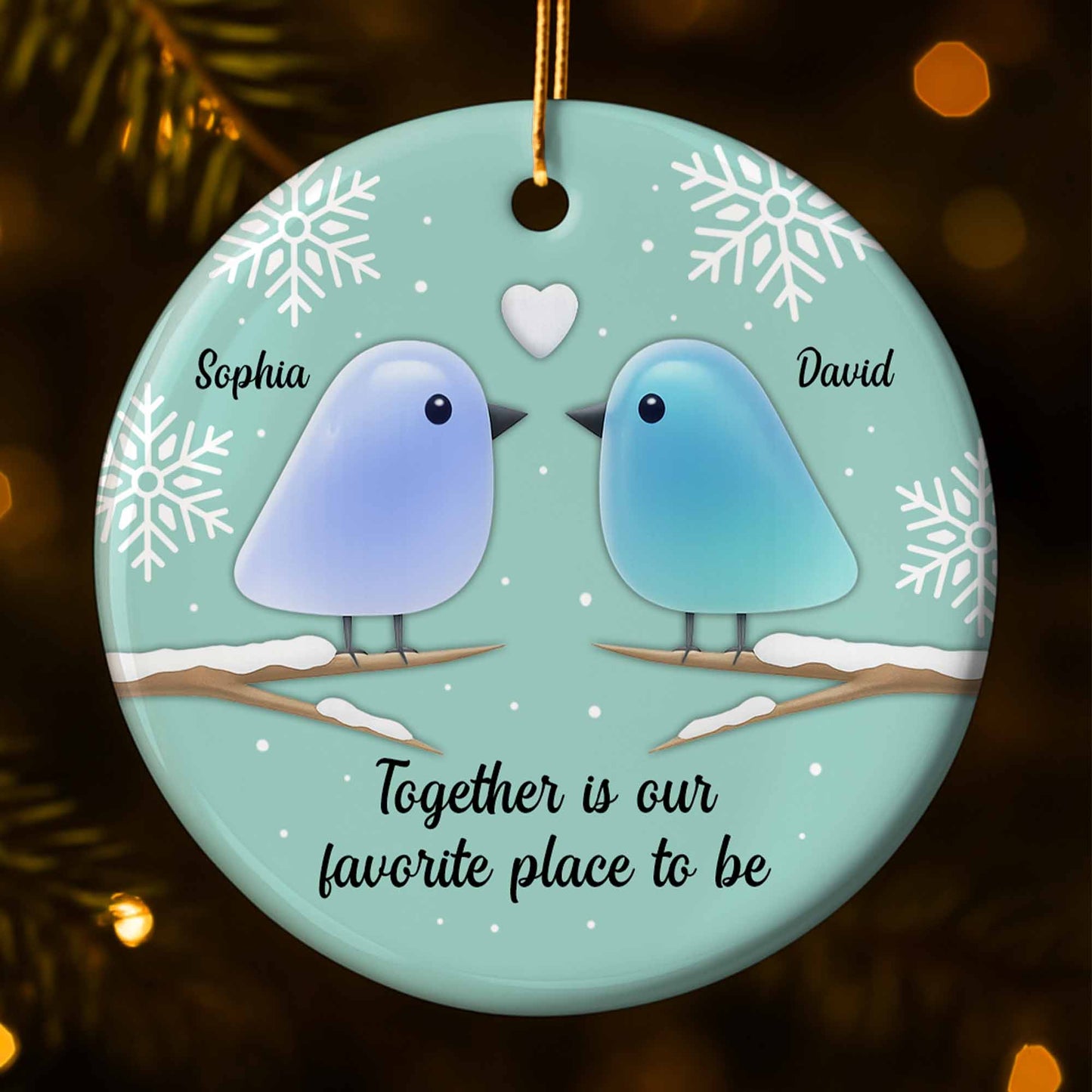 Together Is Our Favorite Place To Be With Birds and Snowflakes