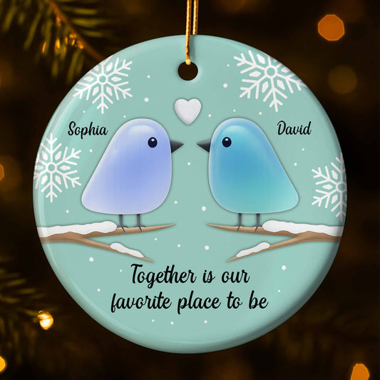 Together Is Our Favorite Place To Be With Birds and Snowflakes