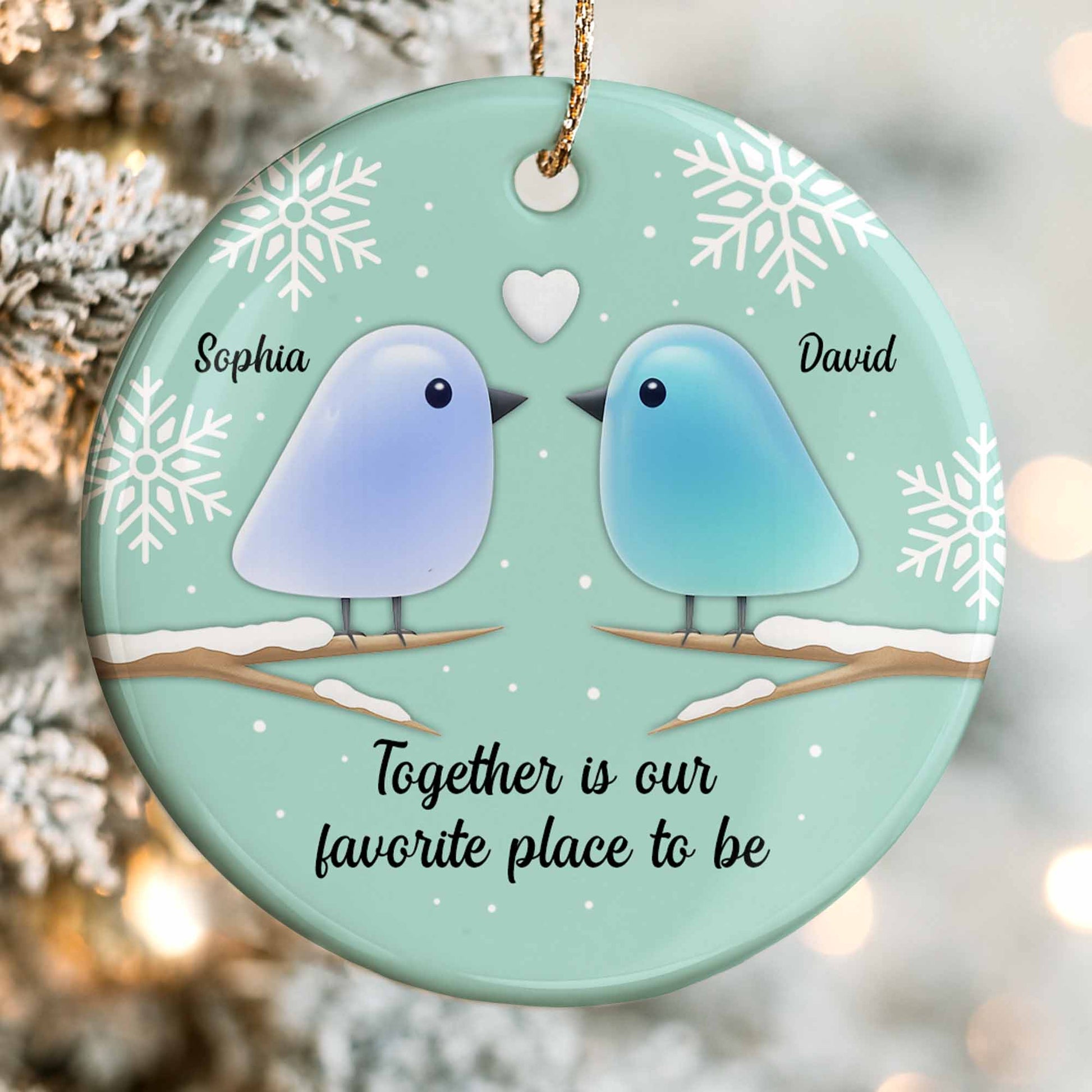 Together Is Our Favorite Place To Be With Birds and Snowflakes
