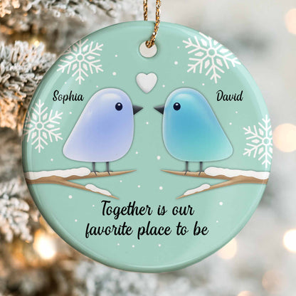Together Is Our Favorite Place To Be With Birds and Snowflakes