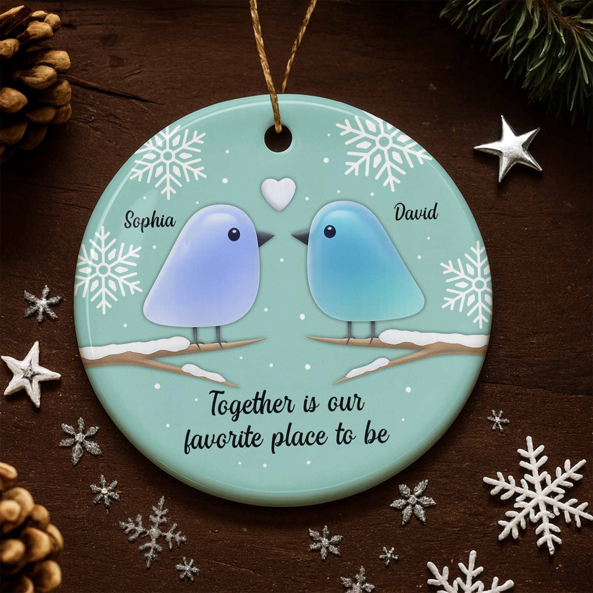 Together Is Our Favorite Place To Be With Birds and Snowflakes